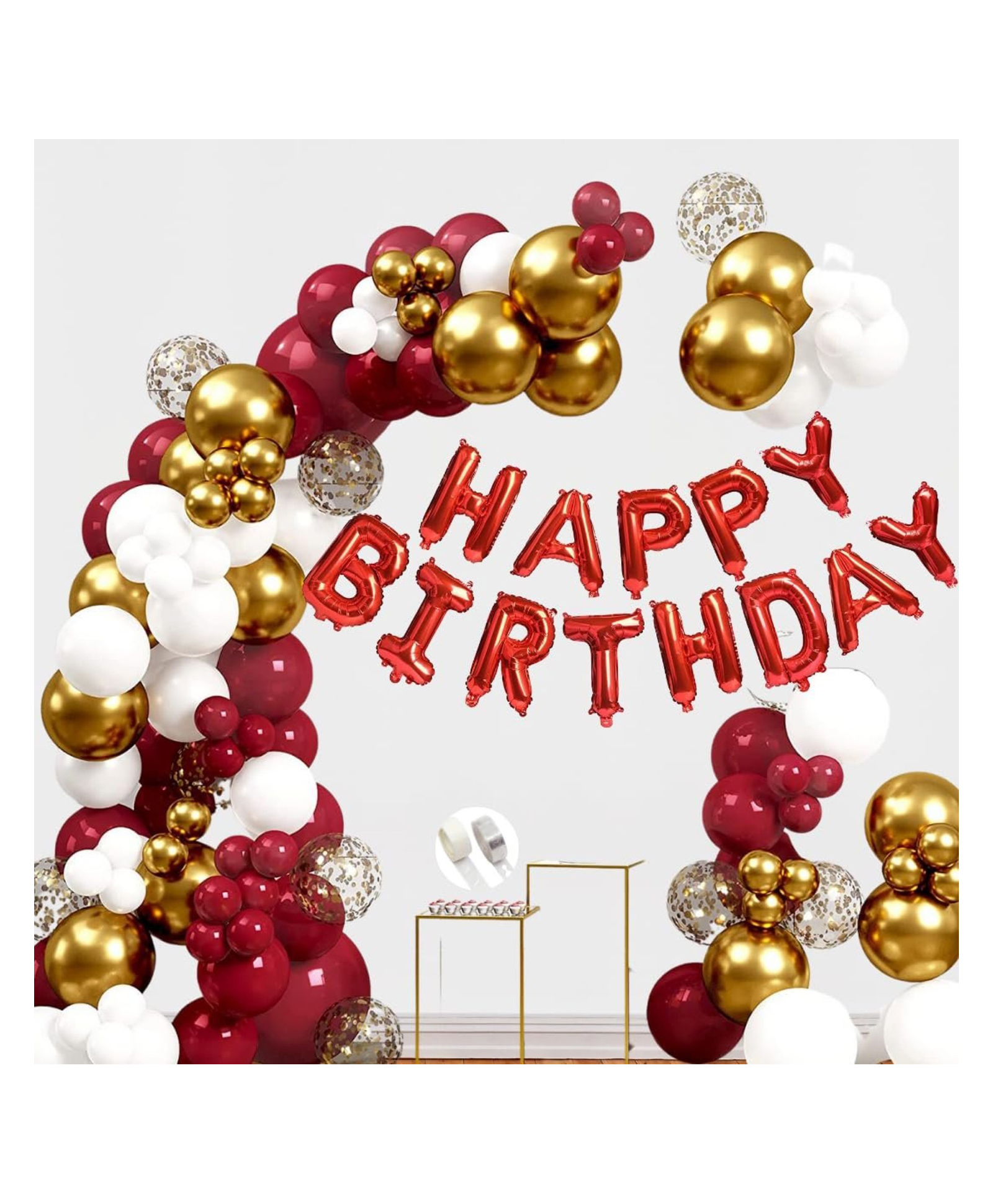 Bubble Trouble White, Gold & Red Birthday Decorations for Girls, Kids Party, Woman, Boys, Couples, Adult- Gold & Red Theme Birthday Decoration Set, White & Red Party Supplies for Birthday, Red Balloons Decoration Combo - Pack of 47-picture-12
