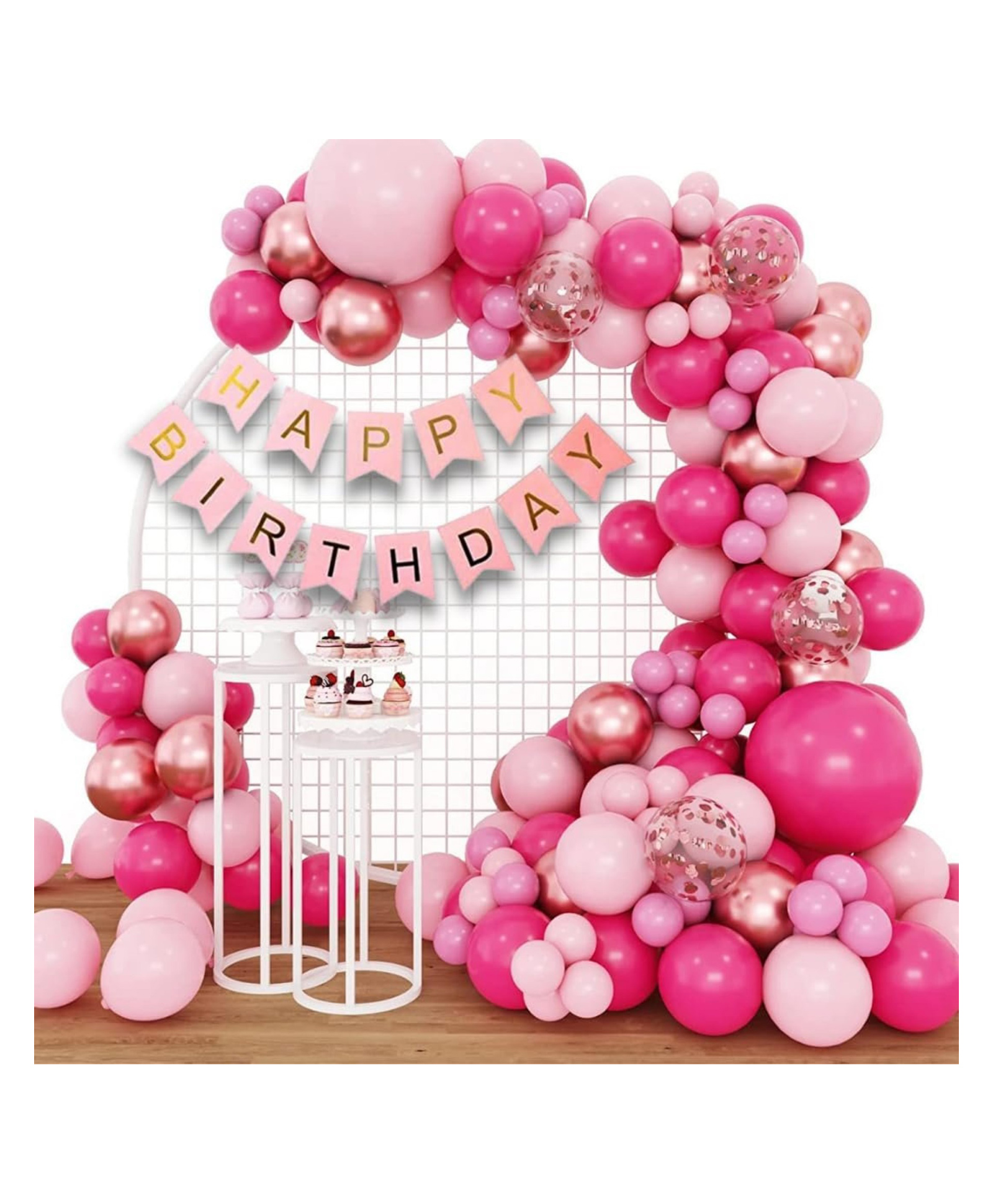 Bubble Trouble Rose Gold & Pink Birthday Decorations for Girls, Kids Party, Woman, Boys, Adult- Pink Theme Birthday Decoration Set, Pink Balloons Decoration Combo - Pack of 51-image-48
