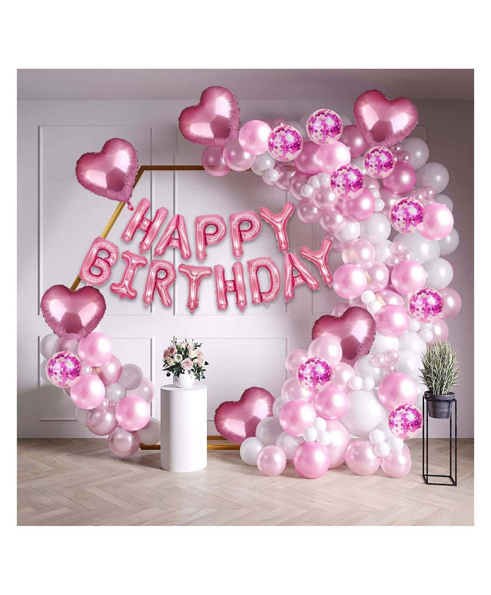 Bubble Trouble Birthday Decoration Items For Girl, Huge 41 Pcs, PinkandWhite Balloons For Decoration, Pink Birthday Decoration Kit, Heart Shape Balloons For Decoration, Birthday Decoration Items For Women - Pack of 41-image-31