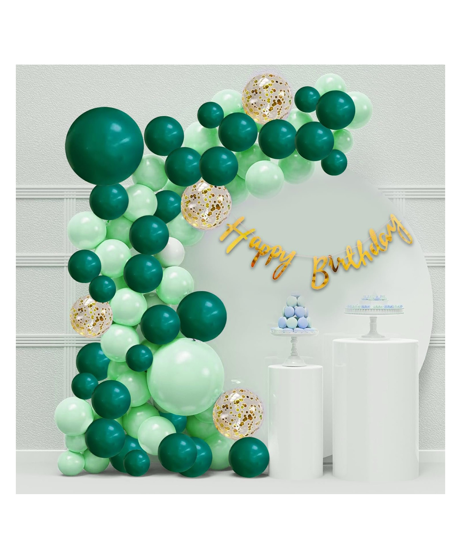 Bubble Trouble Birthday Decoration Items for Boys - Pack of 57 Green Happy Birthday Decoration Kit | Green Birthday Decorations for Husband | Green & Gold Balloons for Birthday Decorations for Boys-image-41