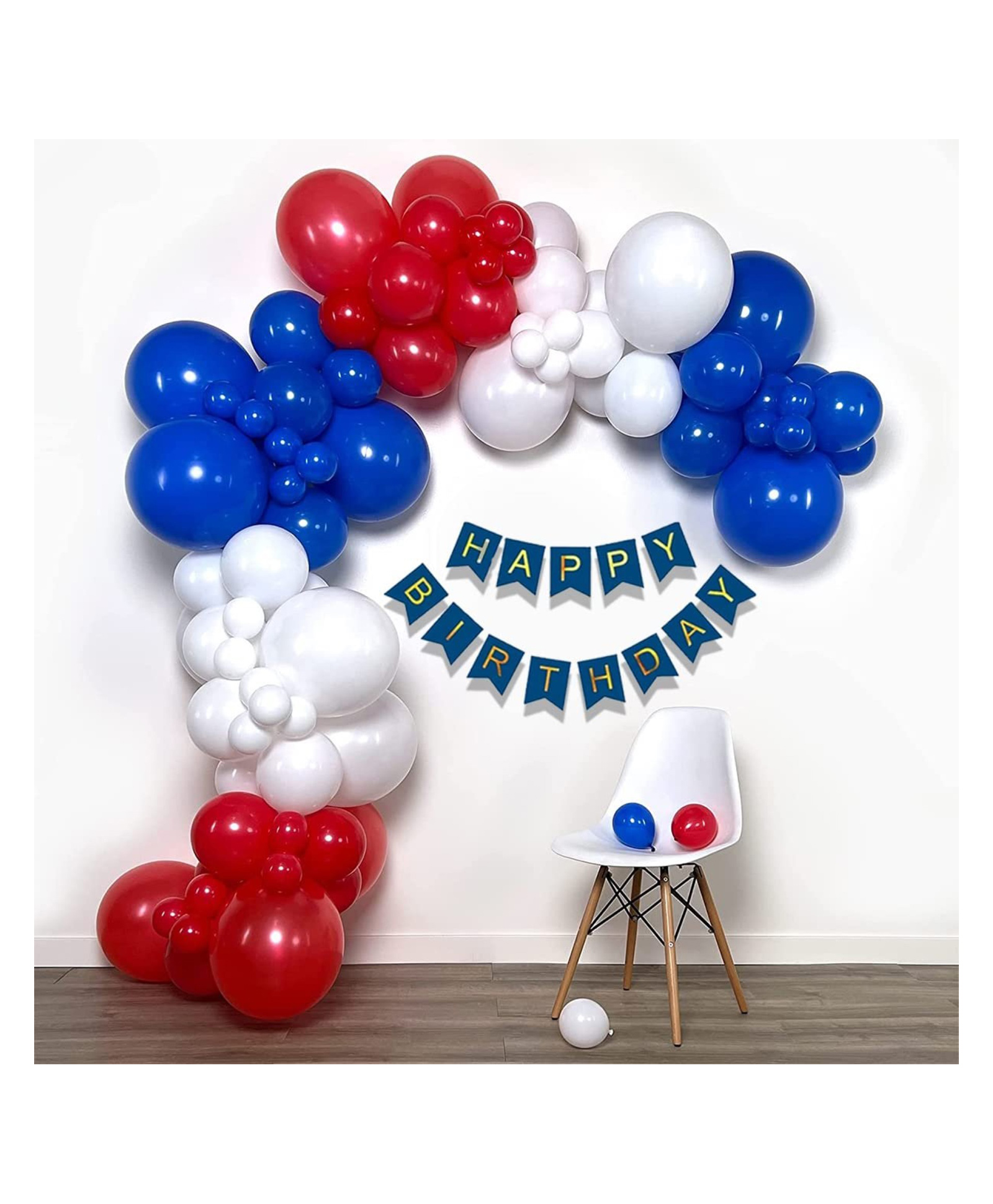 Bubble Trouble 61 Pc Birthday Party Decorations Kit Navy Blue Happy Birthday Banner 60Pc Premium Blue White & Red Metallic Balloons for Boys girls Kids Baby Birthday Decoration Items | Birthday Decoration Combo-picture-12