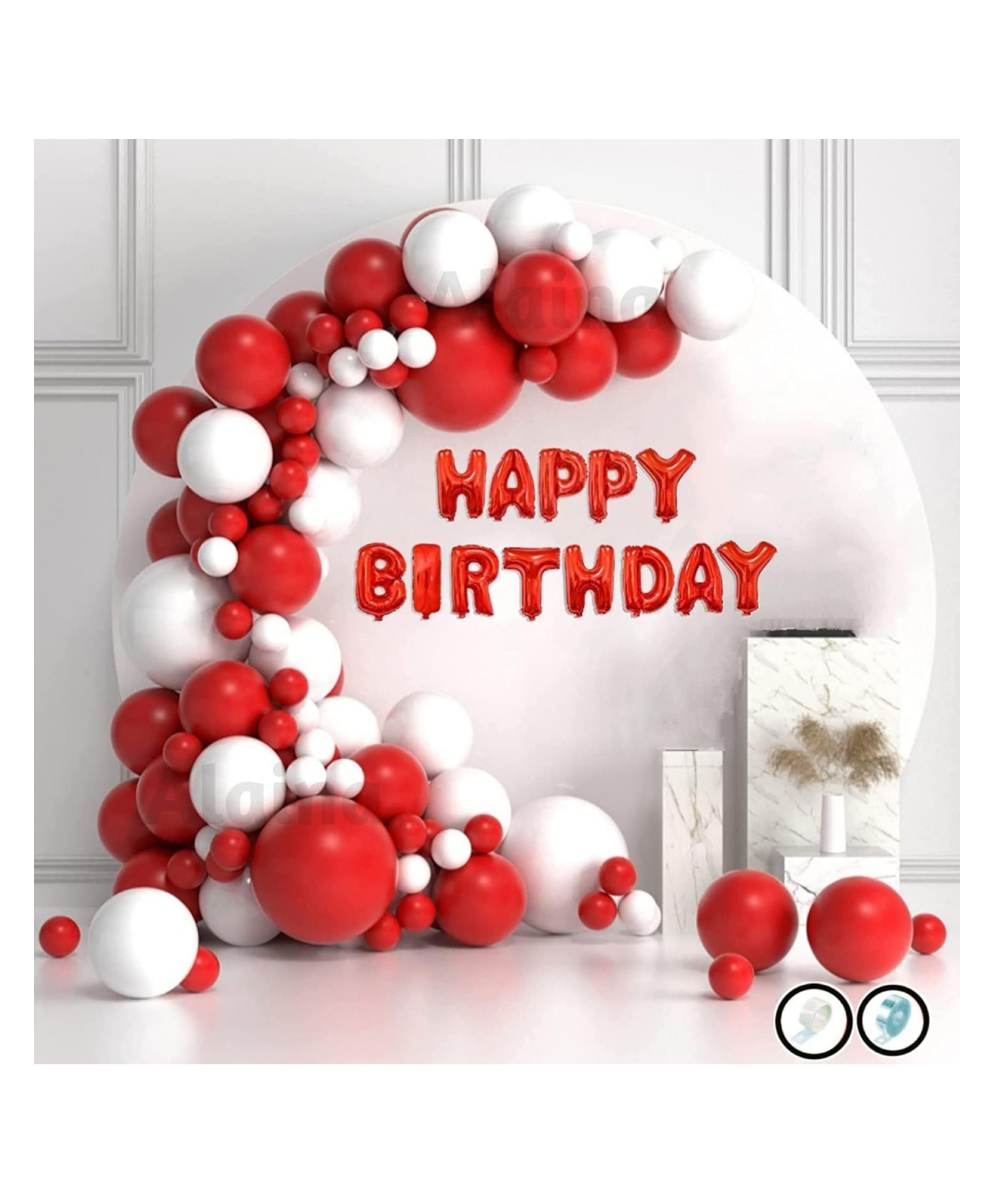 Bubble Trouble Happy Birthday Decoration Items 63 Pcs Combo Pack for Boys Girls - Happy Birthday Foil Balloons, Metallic Balloons, Balloons Arch Strip & Glue Dots for Birthday Celebration | Birthday Balloons for Decoration-image-23