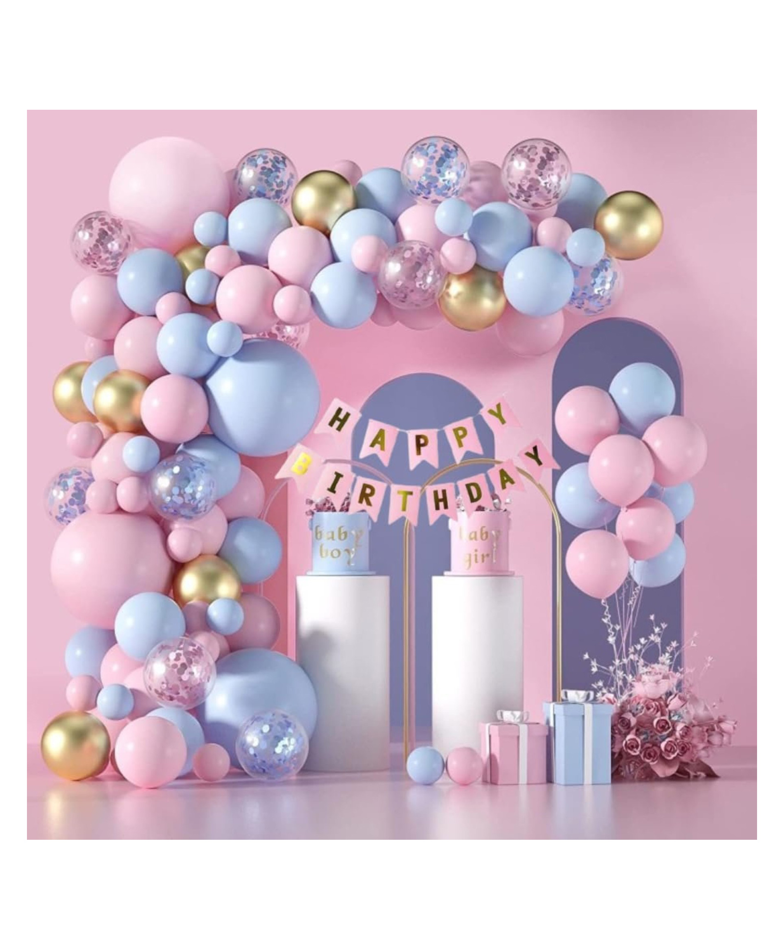 Bubble Trouble Birthday Decoration Items 57 Pcs Combo Pack for Boys Girls Kids - Happy Birthday Banner, Confetti Balloons, Chrome Balloons, Pastel Balloons-image-19