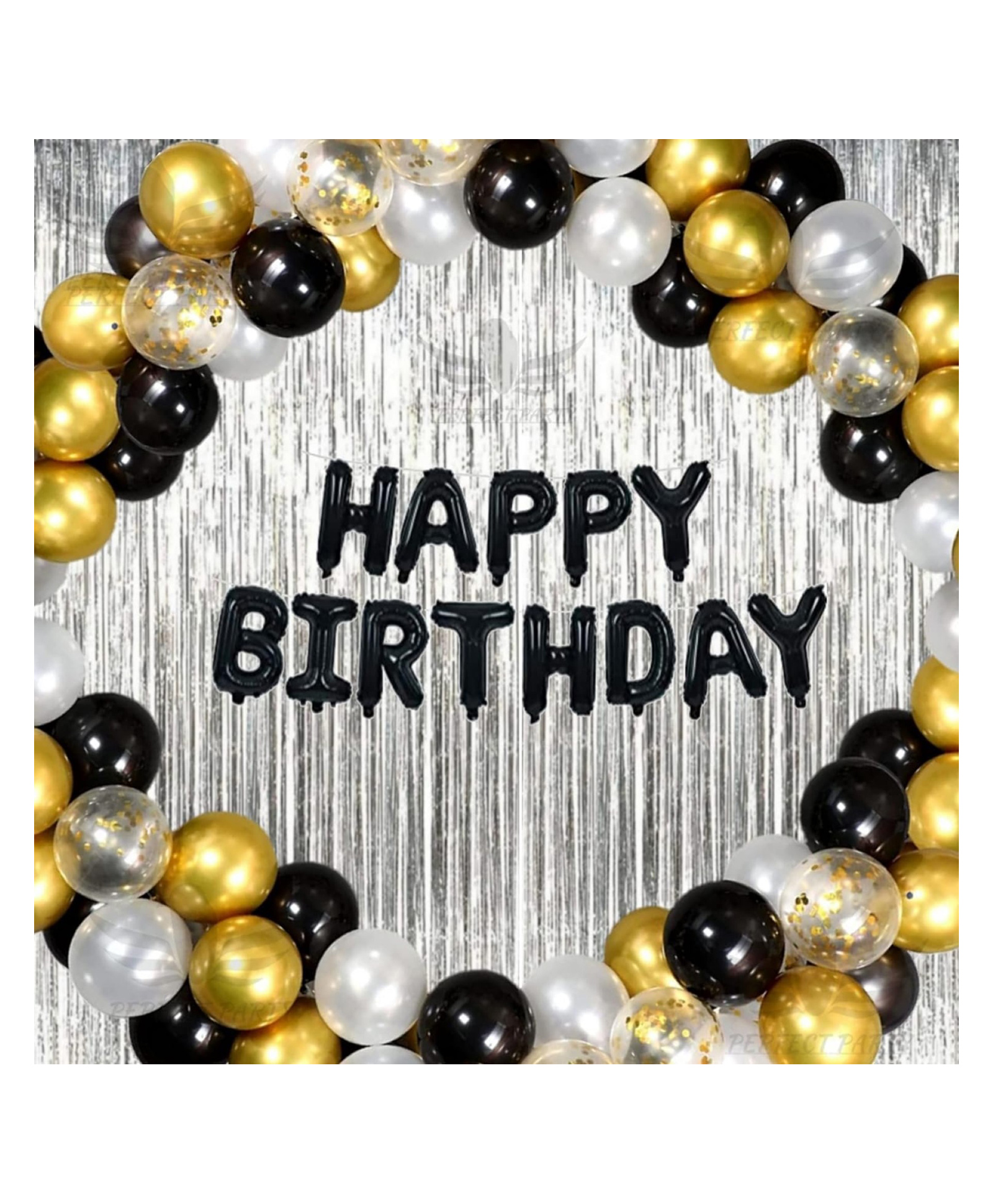 Bubble Trouble Happy Birthday Decoration Items 57 Pcs Combo Pack for Boys Girls - Happy Birthday Foil Balloons, Fringe Curtains, Confetti Balloons, Metallic Balloons for Birthday Celebration | Birthday Balloons for Decoration-image-33