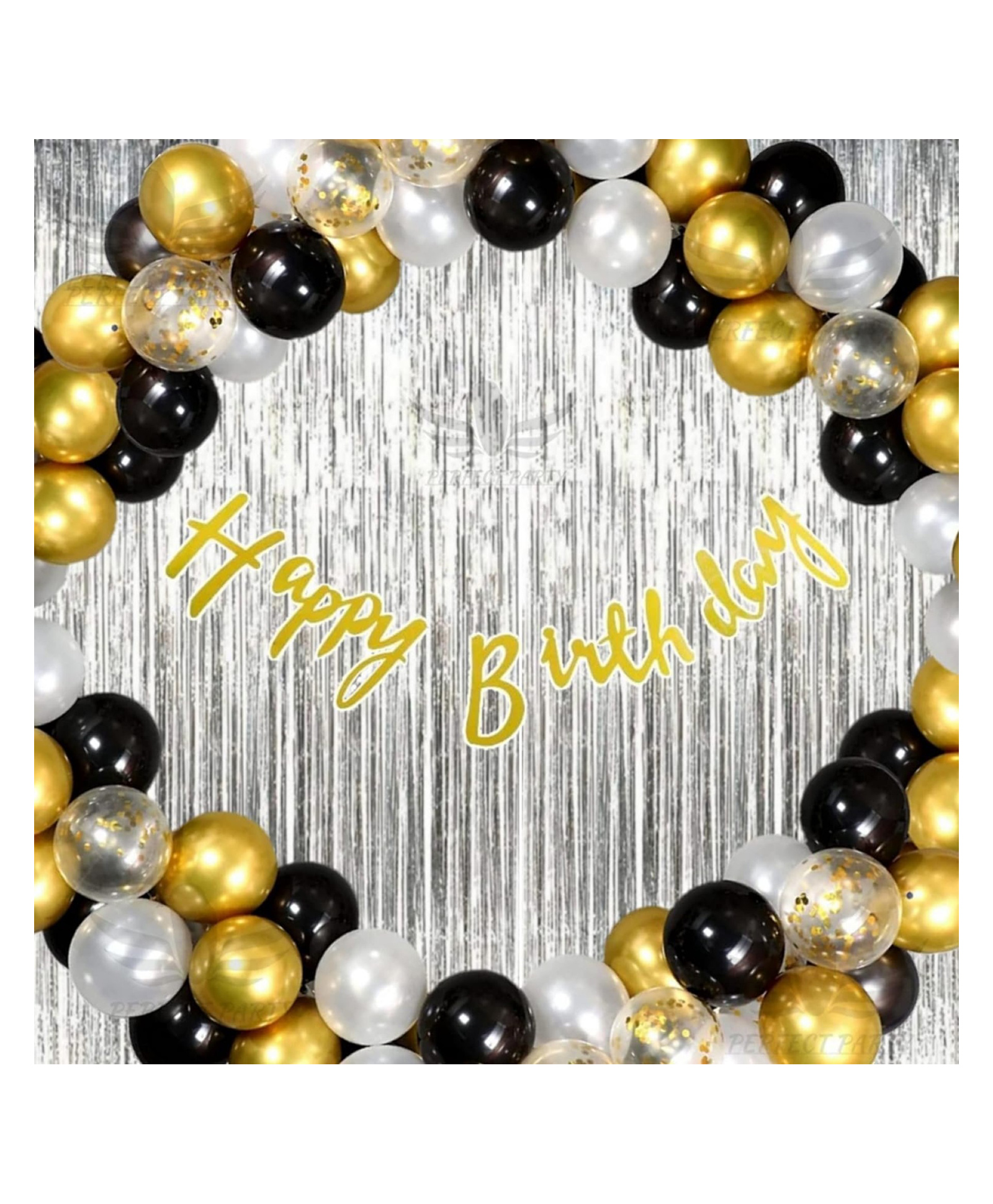Bubble Trouble Happy Birthday Decoration Items 57 Pcs Combo Pack for Boys Girls - Happy Birthday Cursive Banner, Fringe Curtains, Confetti Balloons, Metallic Balloons for Birthday Celebration | Birthday Balloons for Decoration-image-34