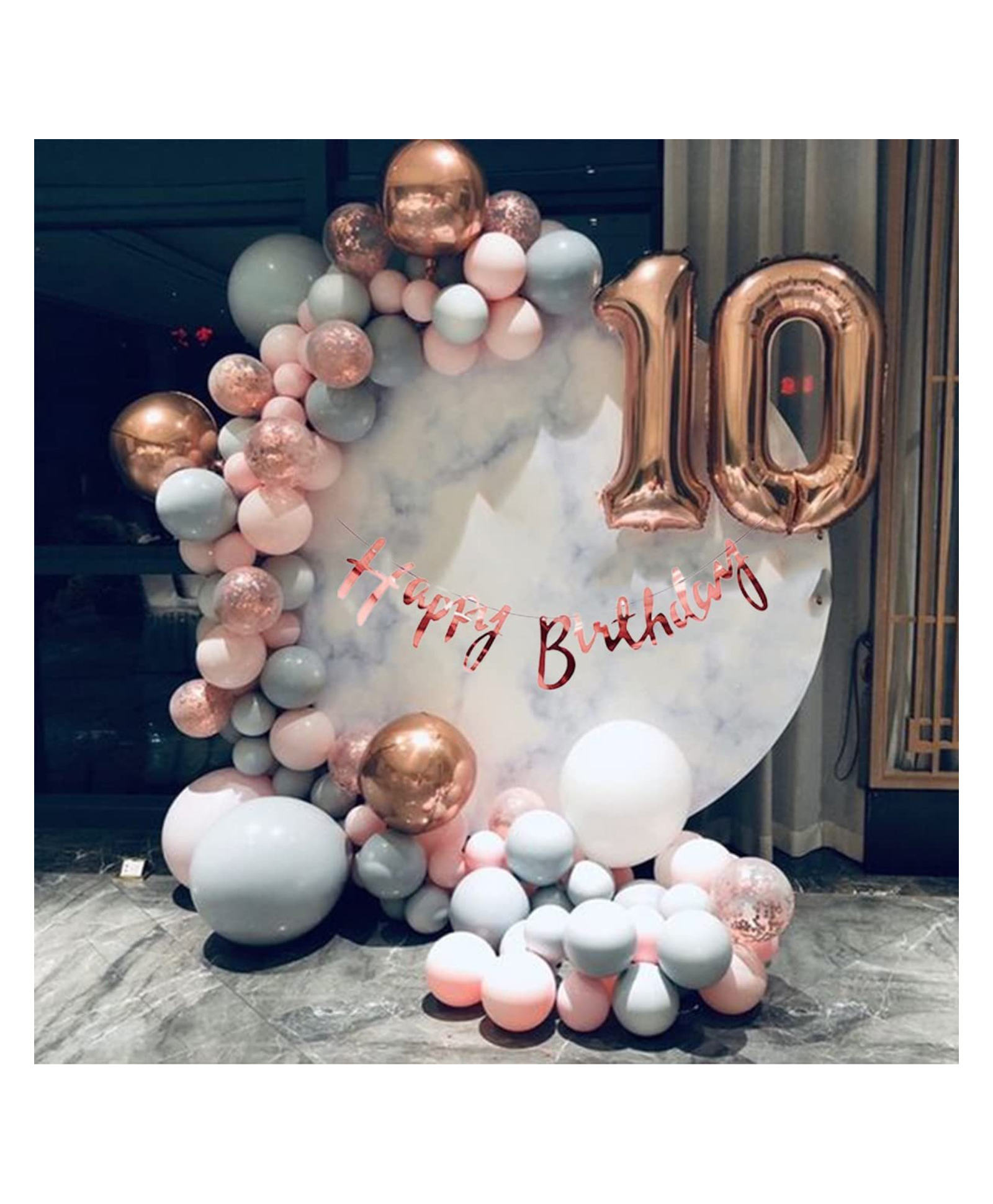 Bubble Trouble 43 Pc Birthday Decoration Kit  1 Premium Rose Gold Cursive Happy Birthday Banner 30-picture-26