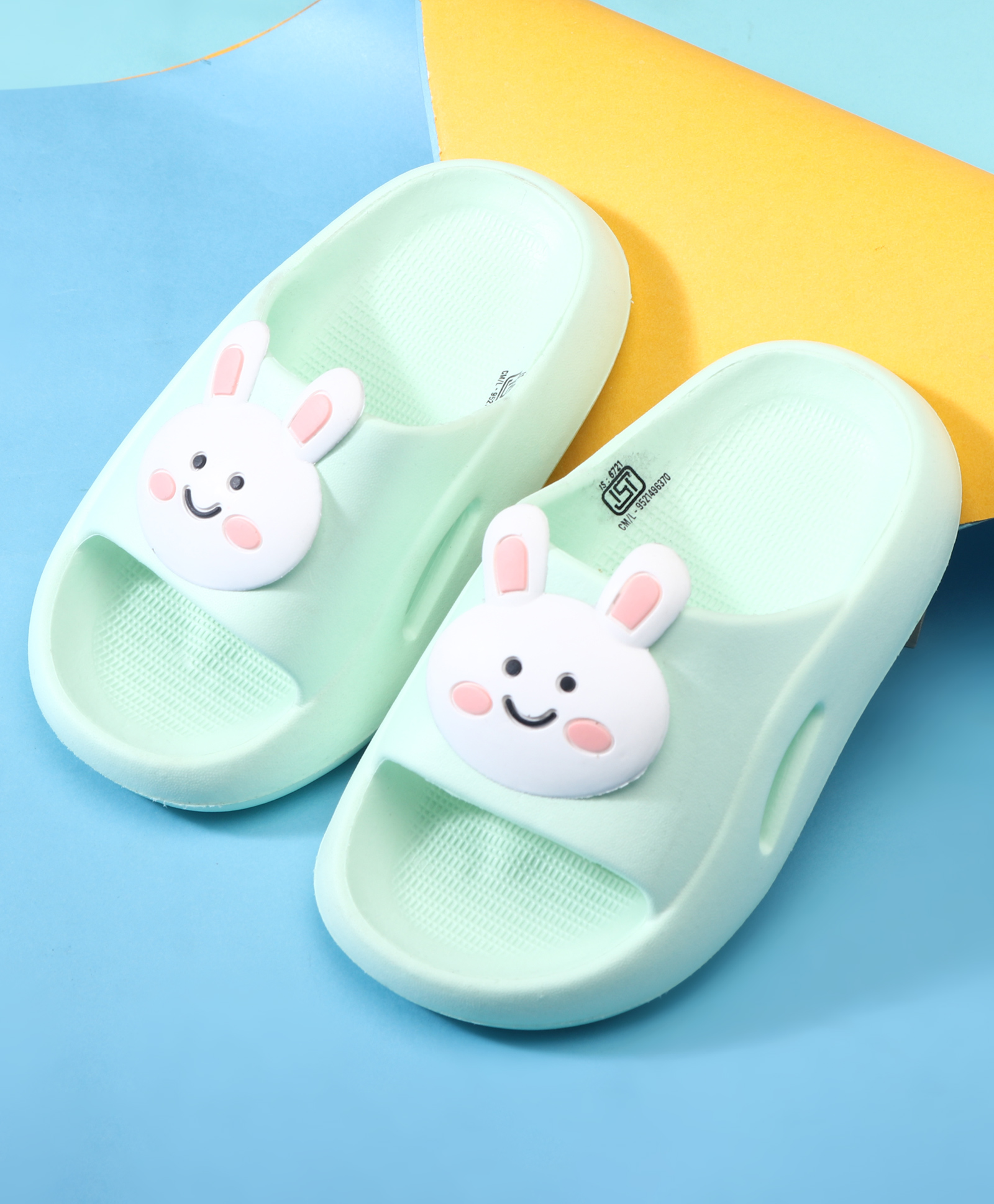 Oh! Pair Slip On Clogs with Bunny Applique - Green-image-11