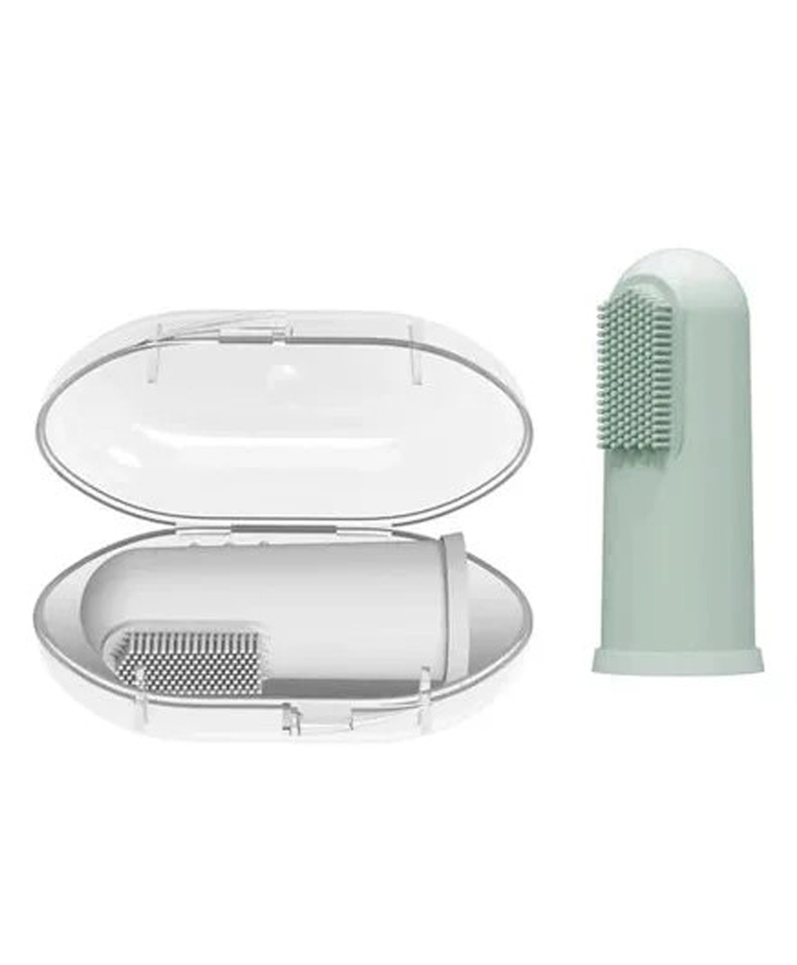 Dr. Brown's Tooth Brush Silicone Finger Toothbrush With Case -Pack of 2 - Gray & Light Green-picture-30