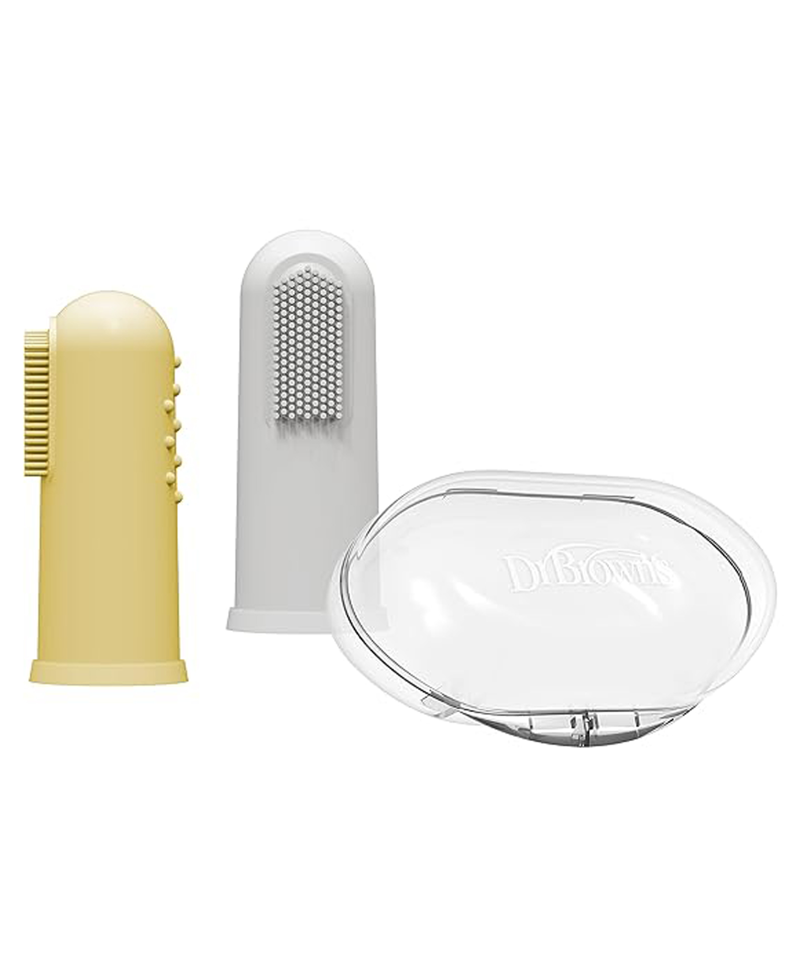Dr. Brown's 100% Silicone Finger Toothbrush with Case Pack of 2 - White & Yellow-picture-40