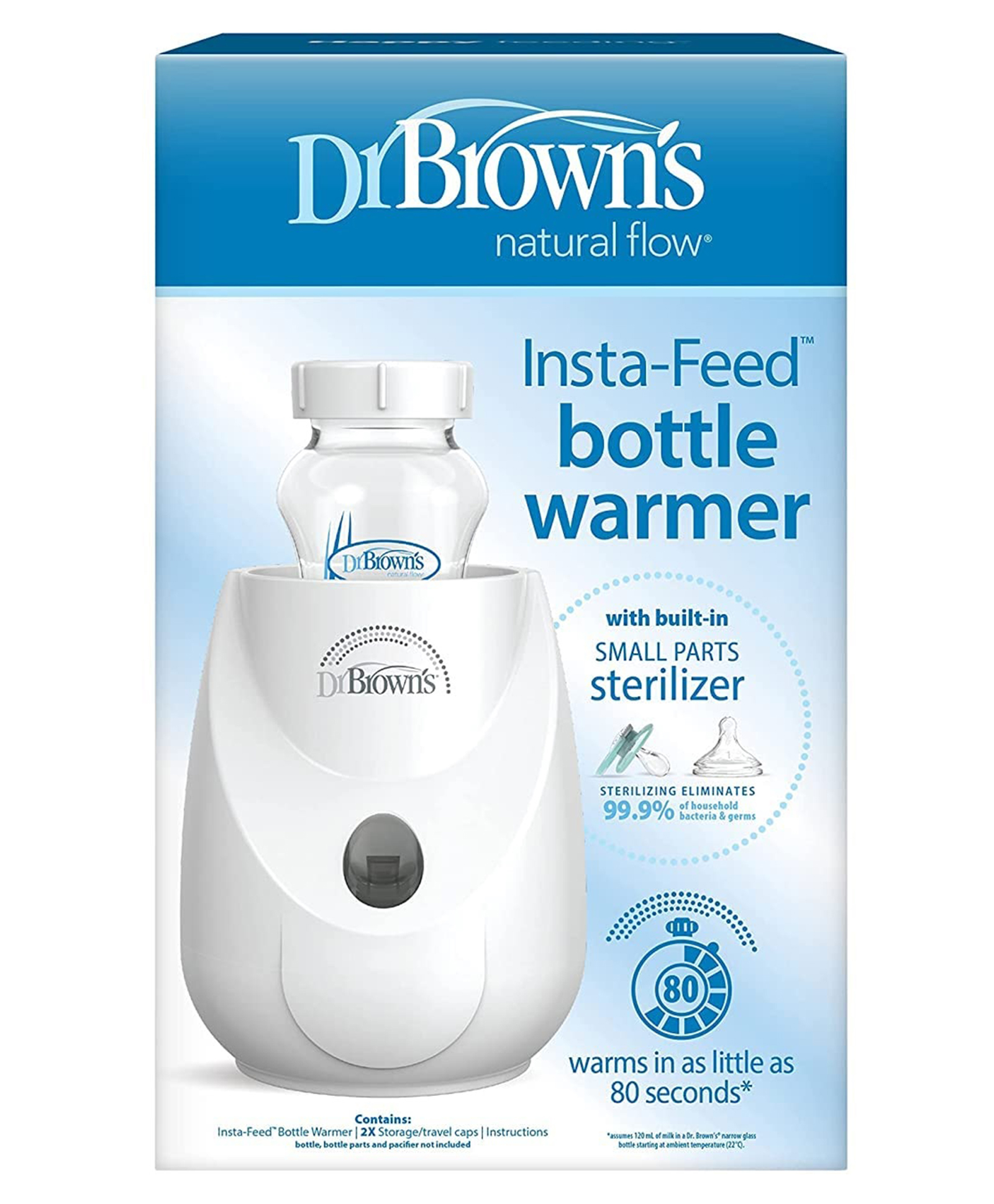 Dr. Brown's Insta Feed Bottle Warmer & Sterilizer E/F Plug 220 240V- White