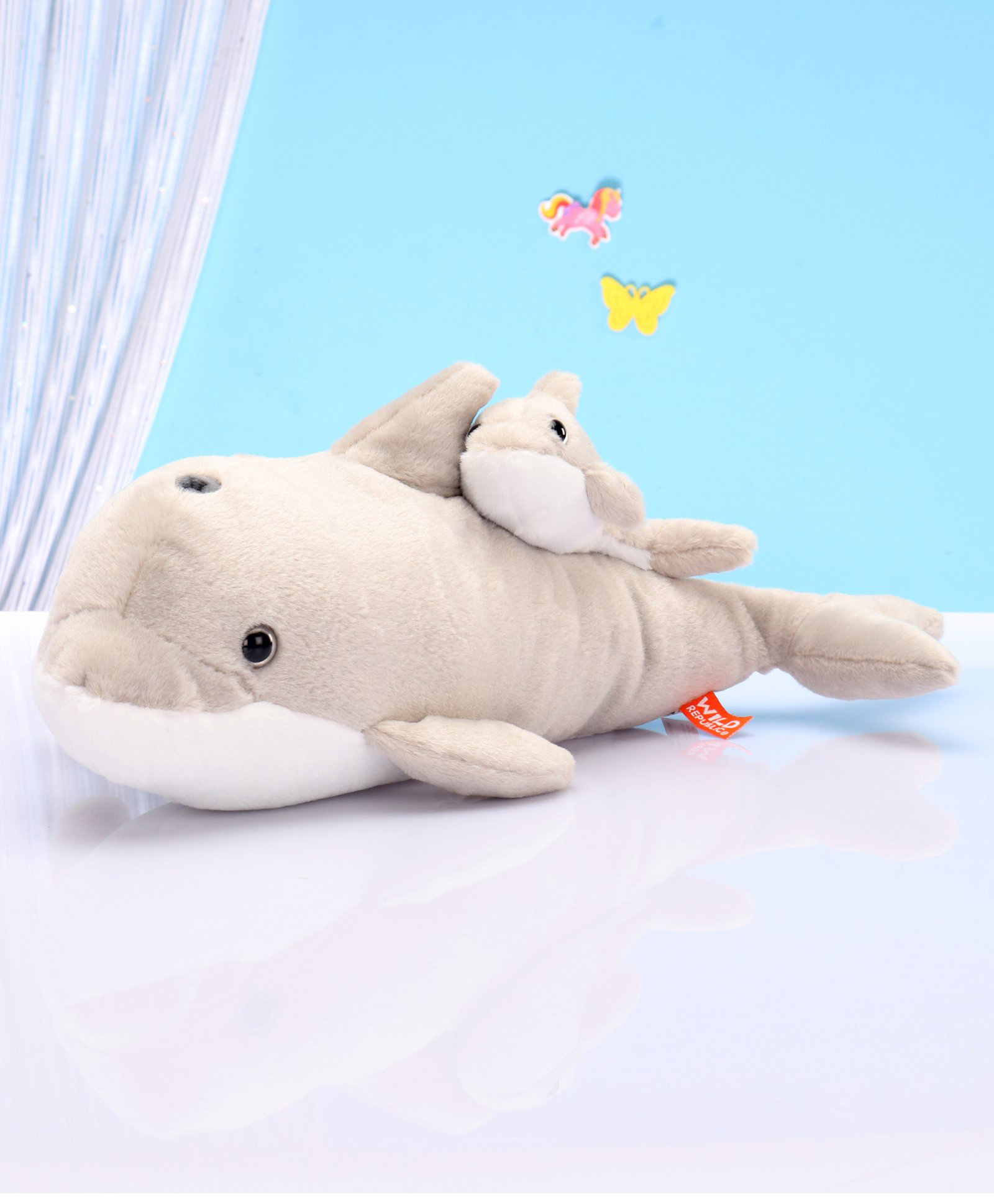 Wild Republic Mom Baby Dolphin Soft Toy Light Grey - Length 44 cm-image-13