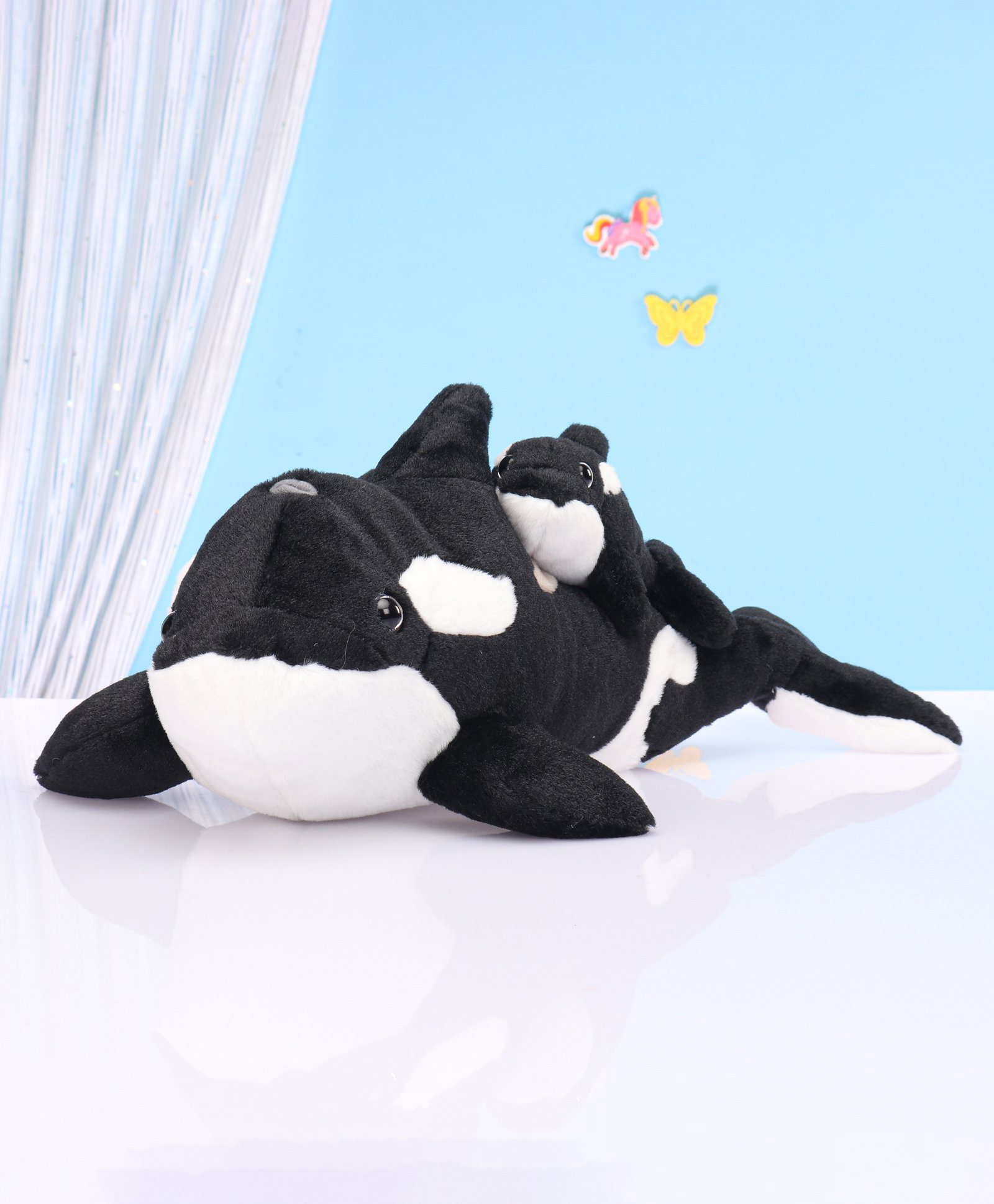 Wild Republic Mom Baby Orca Soft Toy Black and White - Height 41 cm-image-40