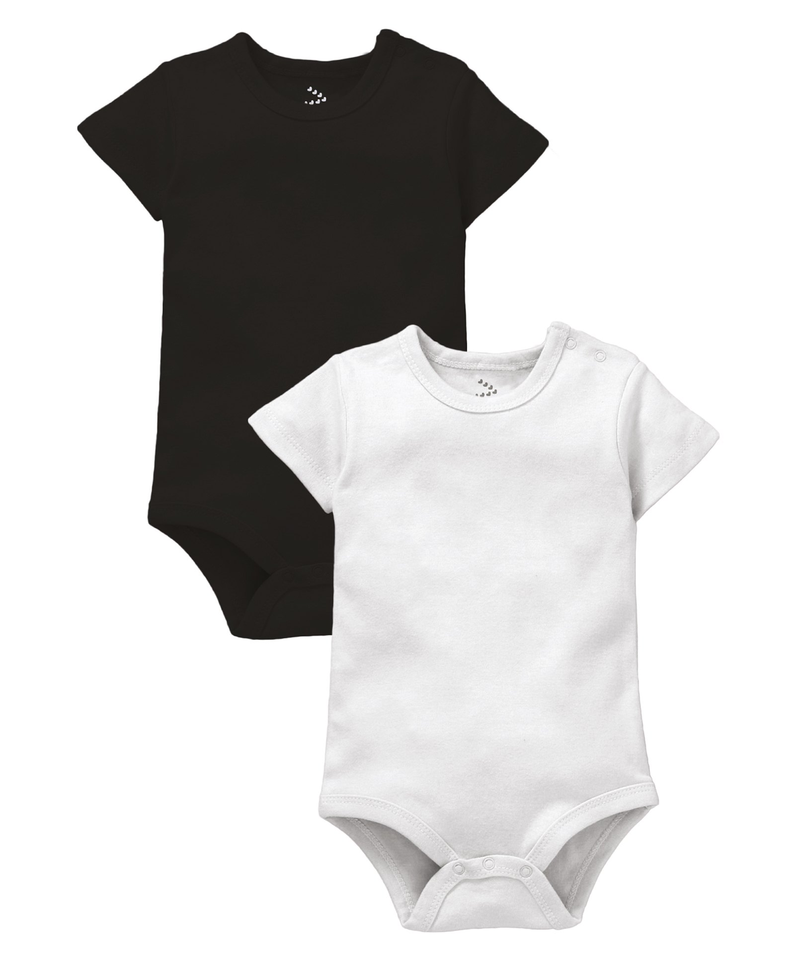 Zeezeezoo Pack Of 2 Half Sleeves Solid Onesies - Black & White-picture-17