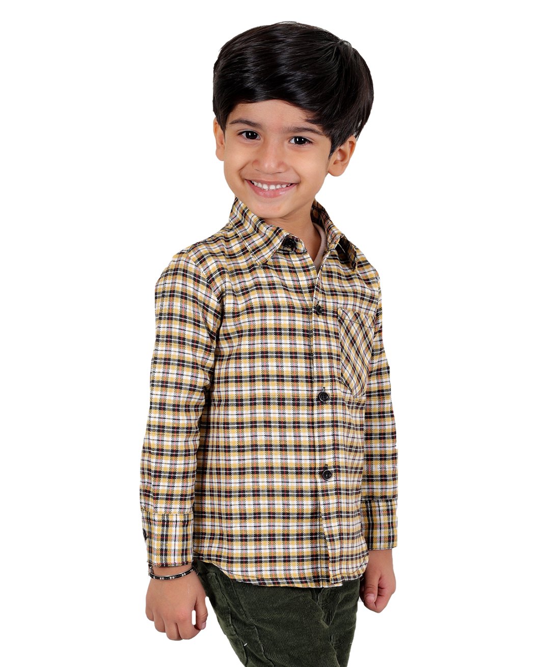 Superminis Full Sleeves Checked Shirt - Mustard Yellow-image-22