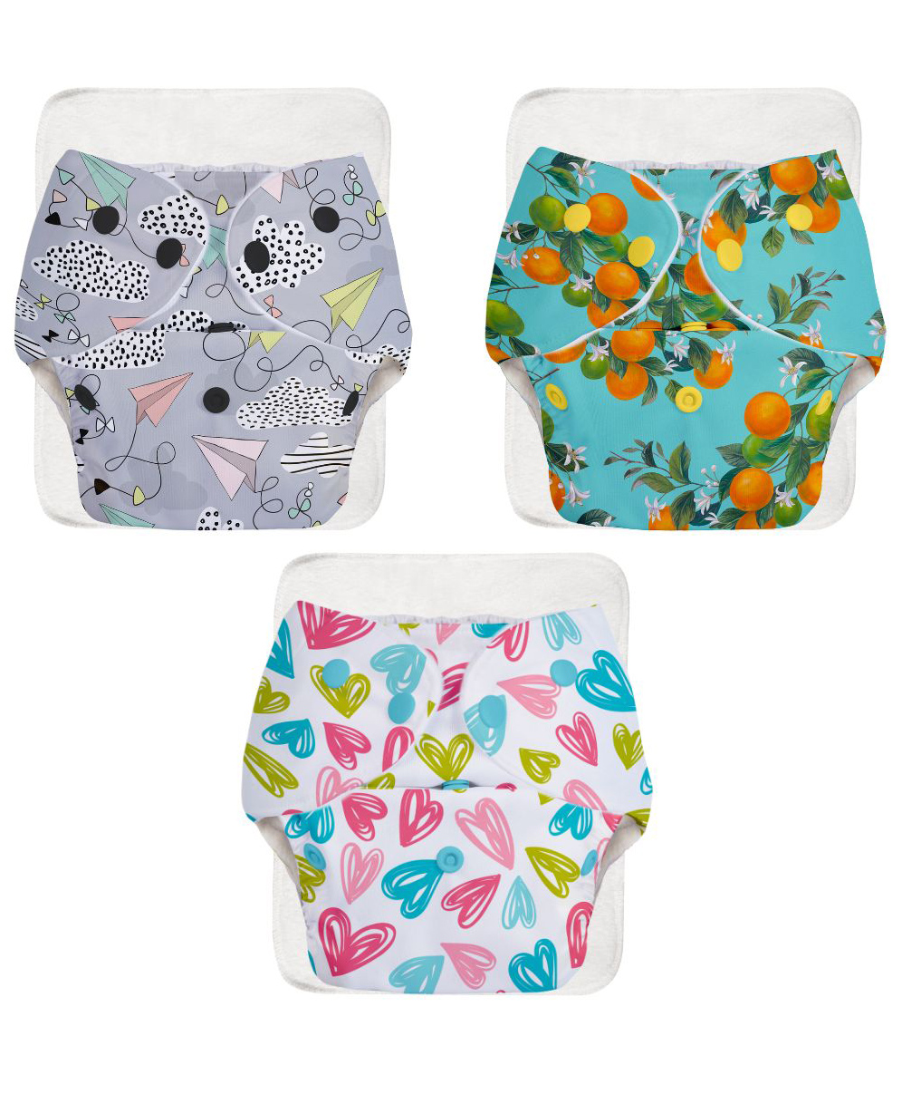SuperBottoms BASIC Reusable Cloth Diaper for babies 3m-3Years Freesize Adjustable, Washable and Reusable Pack of 3-picture-28