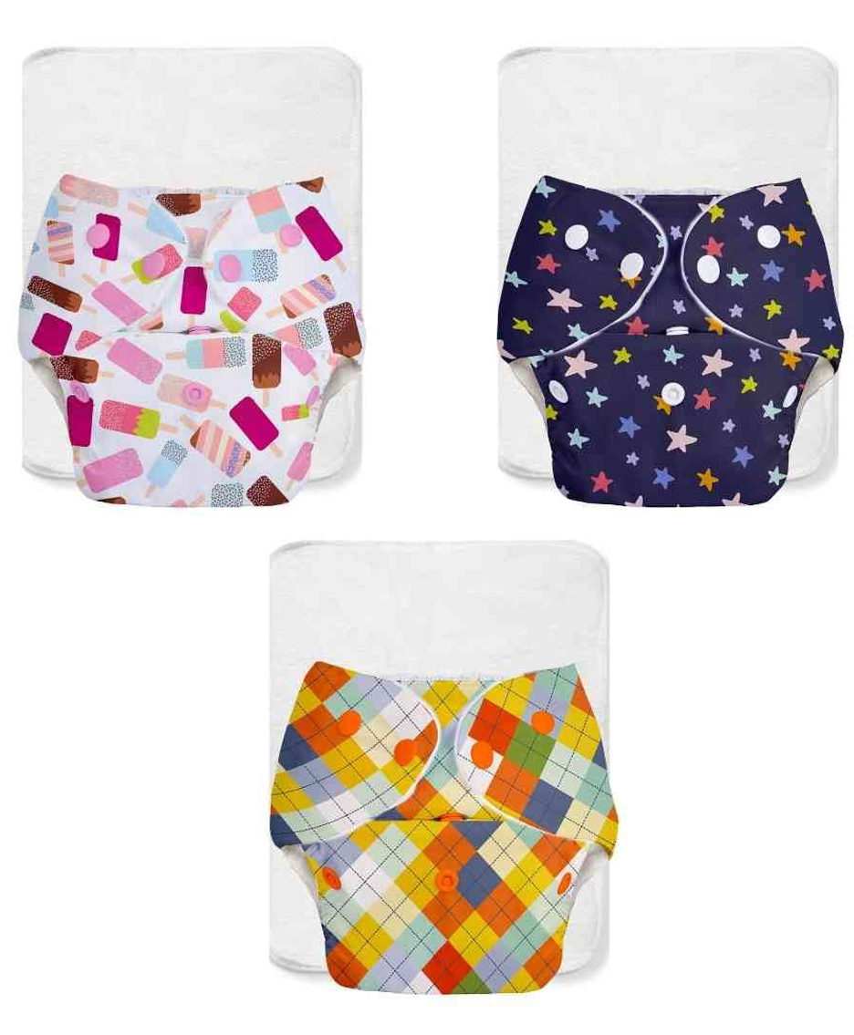 SuperBottoms BASIC Reusable Cloth Diaper for babies 3m-3Years Freesize Adjustable, Washable and Reusable Pack of 3-image-18