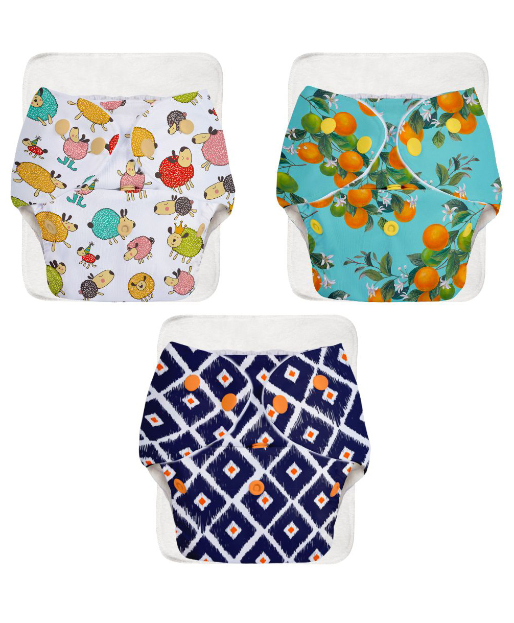 SuperBottoms BASIC Reusable Cloth Diaper for babies 3m-3Years Freesize Adjustable, Washable and Reusable Pack of 3-picture-34