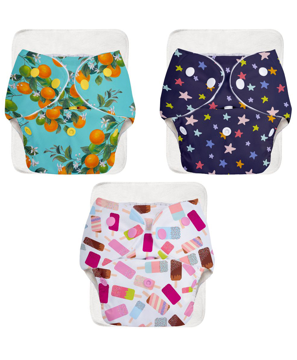 SuperBottoms BASIC Reusable Cloth Diaper for babies 3m-3Years Freesize Adjustable, Washable and Reusable Pack of 3-picture-29