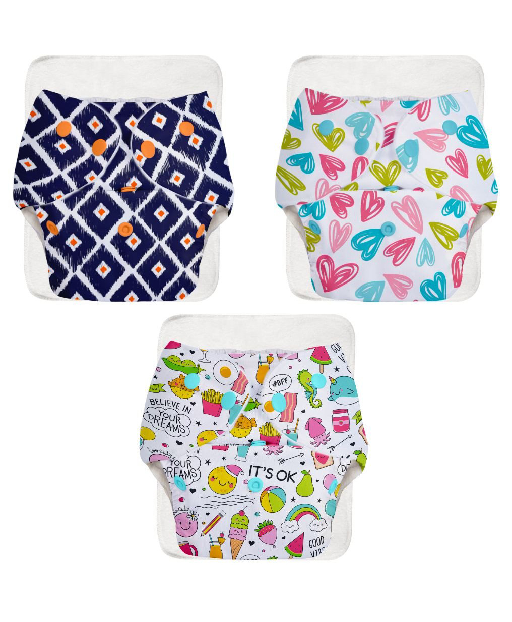 SuperBottoms BASIC Reusable Cloth Diaper for babies 3m-3Years Freesize Adjustable, Washable and Reusable Pack of 3-picture-35