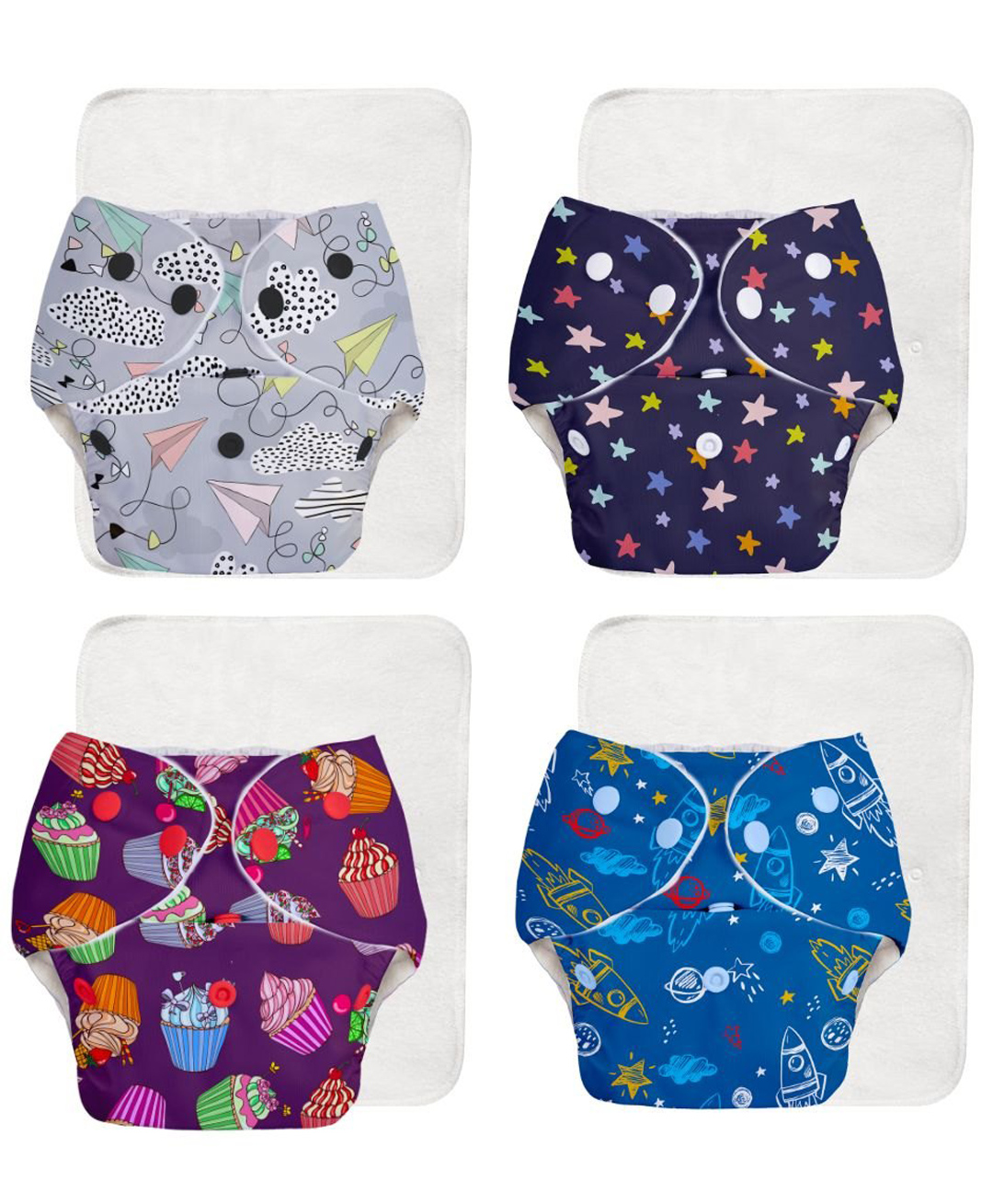 SuperBottoms BASIC Reusable Cloth Diaper for babies 3 Months - 3 Years | Freesize Adjustable, Washable and Reusable Cloth Diaper for babies | Shell with insert | Pack of 4-picture-25