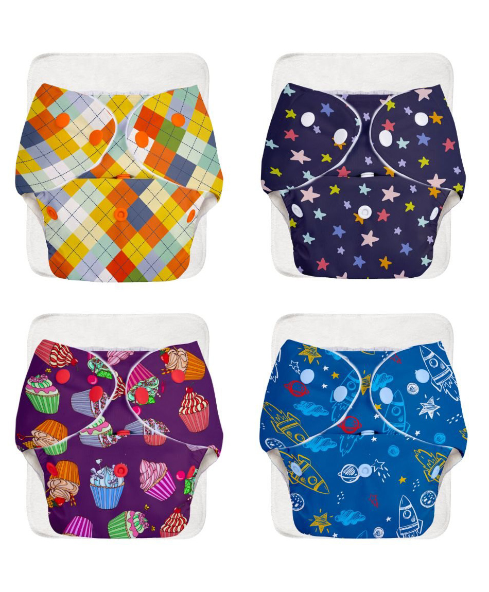 SuperBottoms BASIC Reusable Cloth Diaper for babies 3 Months - 3 Years | Freesize Adjustable, Washable and Reusable Cloth Diaper for babies | Shell with insert | Pack of 4-picture-15