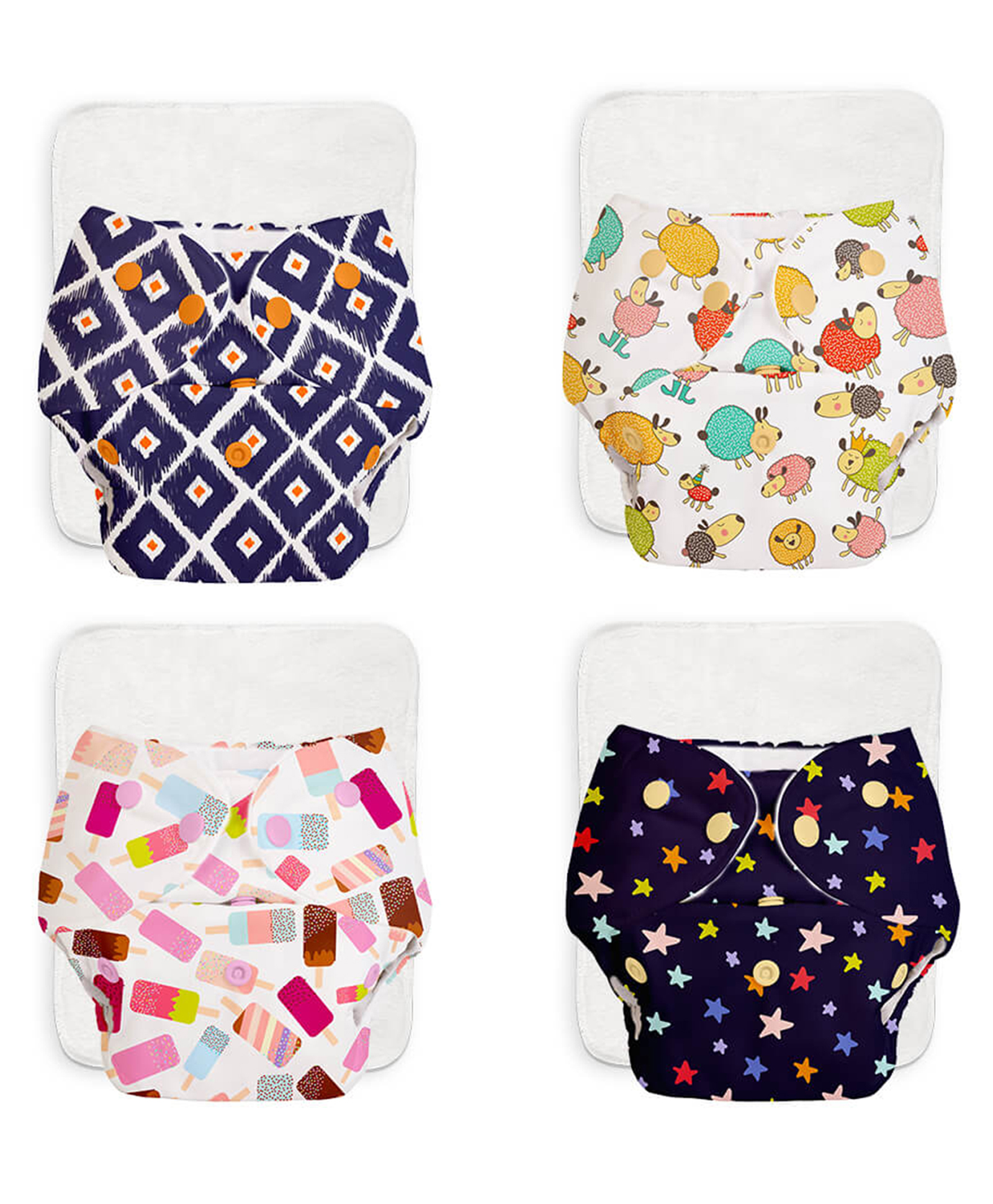 SuperBottoms BASIC Reusable Cloth Diaper for babies 3 Months - 3 Years | Freesize Adjustable, Washable and Reusable Cloth Diaper for babies | Shell with insert | Pack of 4-image-41