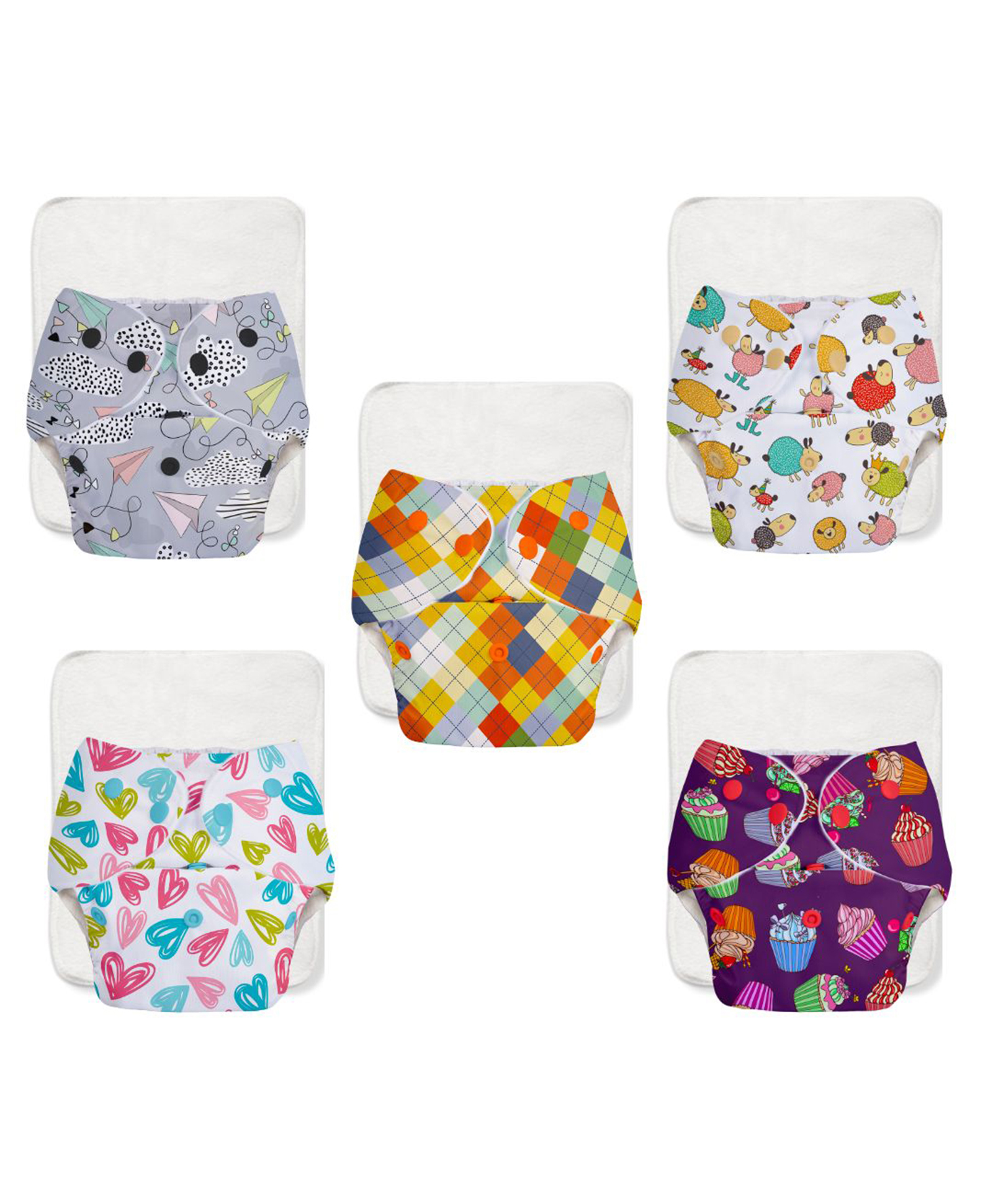 SuperBottoms BASIC Reusable Cloth Diaper for babies 0-3 Years | Freesize Adjustable, Washable and Reusable Cloth Diaper for babies | Shell with insert | Pack of 5-picture-14