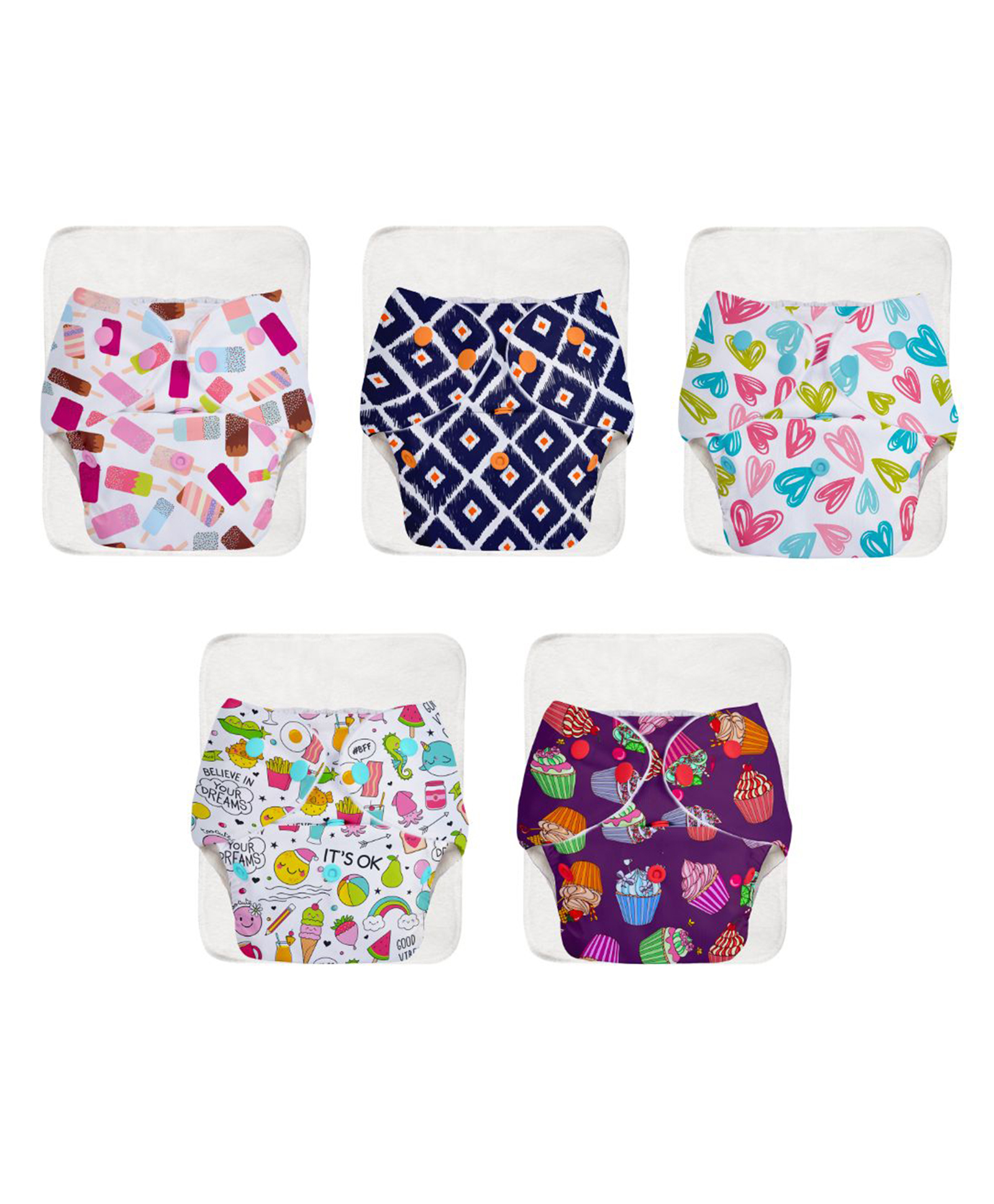 SuperBottoms BASIC Reusable Cloth Diaper for babies 0-3 Years | Freesize Adjustable, Washable and Reusable Cloth Diaper for babies | Shell with insert | Pack of 5-picture-33