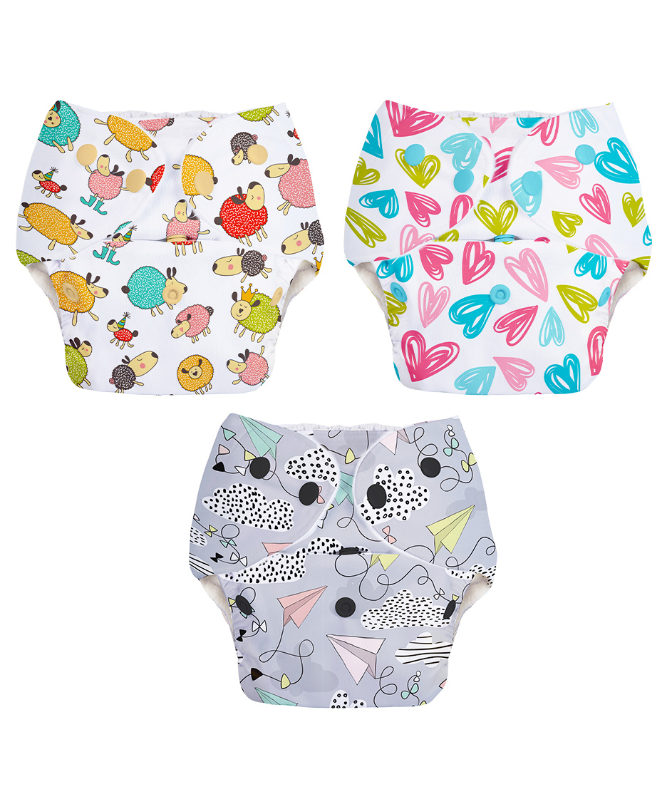 BASIC SuperBottoms Reusable Cloth Diaper for babies 0-3 Years | Freesize Adjustable, Washable and Reusable Cloth Diaper for babies | Outer Shell only | (No inserts included) - Pack of 3-image-4