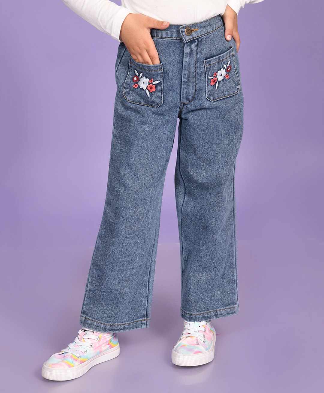Superminis Floral Embroidered Jeans - Blue-picture-24