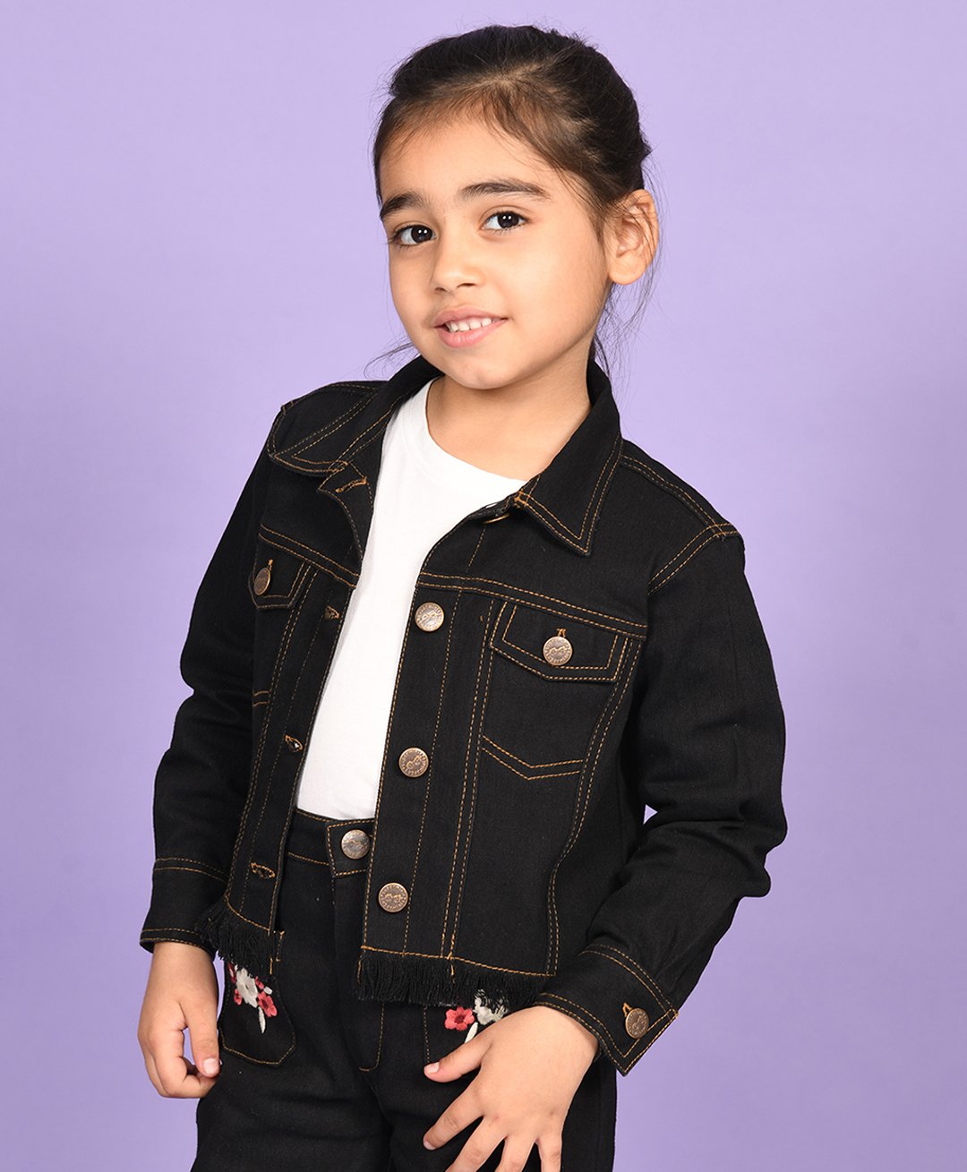 Superminis Full Sleeves Solid Denim Jacket - Black-picture-20