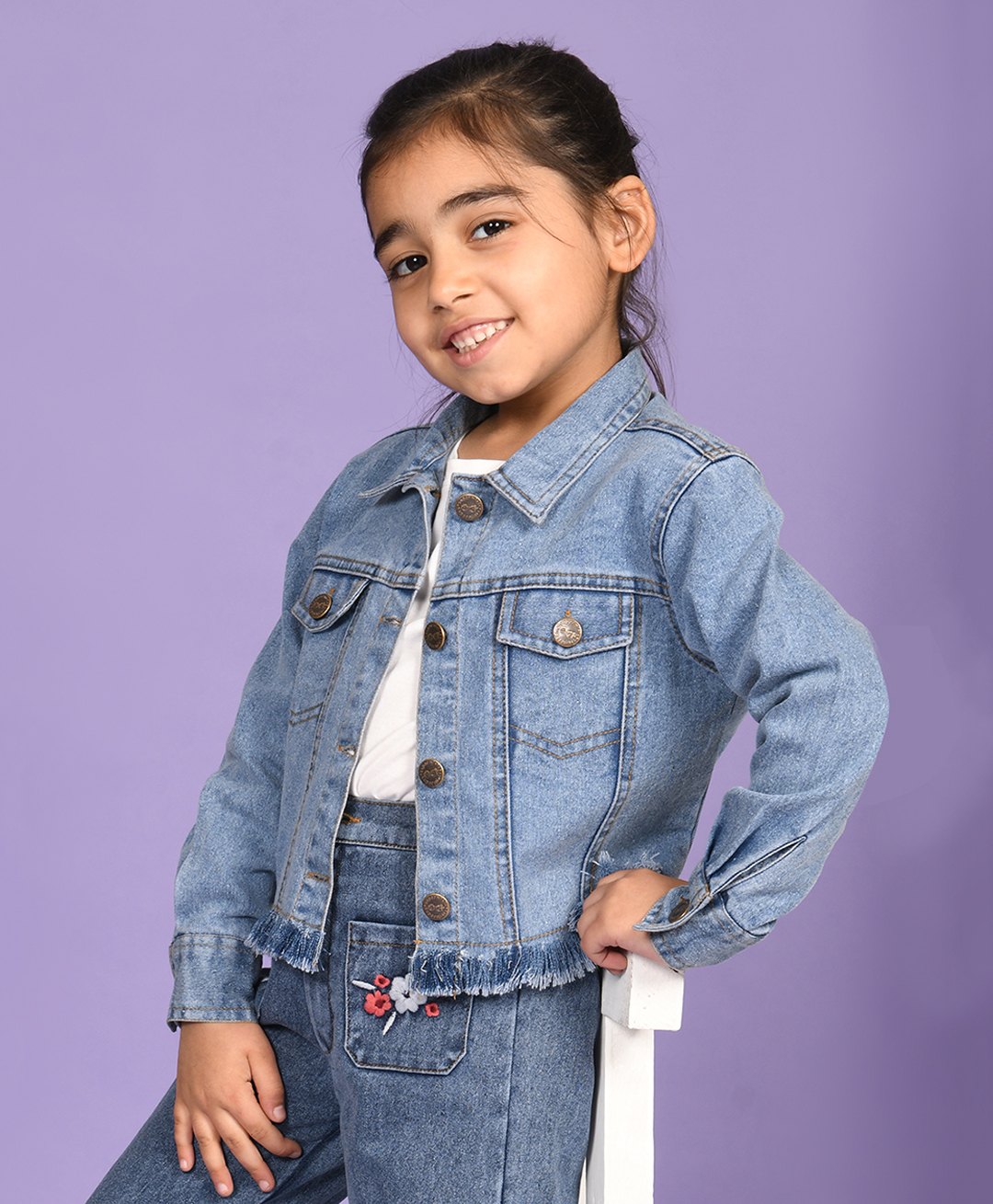 Superminis Full Sleeves Solid Denim Jacket - Light Blue-picture-19
