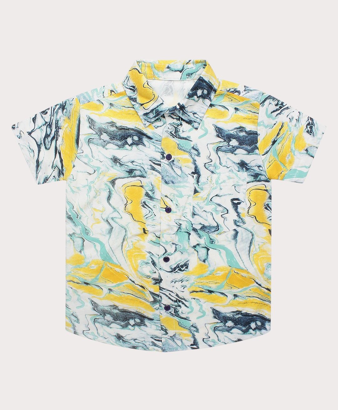 Superminis Rayon Half Sleeves Abstract Printed Shirt - Yellow-image-36