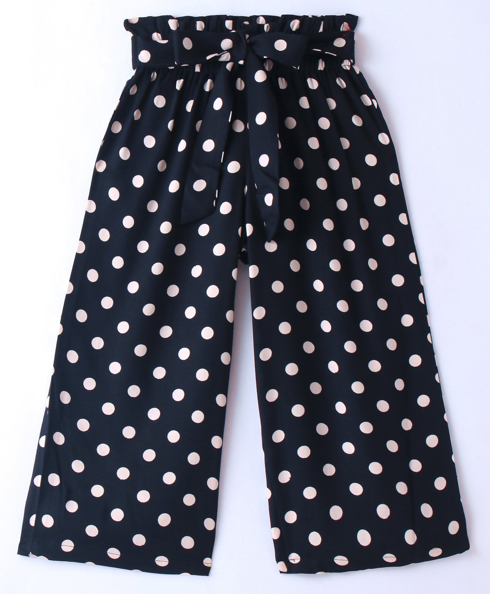 CrayonFlakes Polka Dots Printed Belted Palazzo - Navy Blue-picture-16