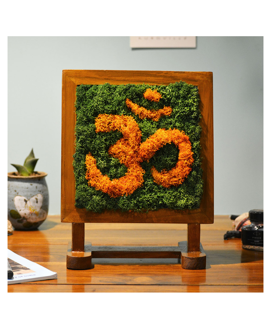 mybageecha AUM Tabletop Preserved Moss Frame with Stand-picture-30