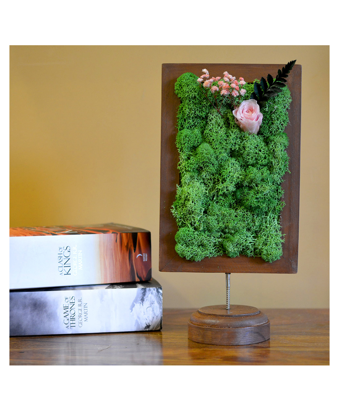mybageecha A Dainty Bloom in Pink Tabletop Preserved Moss Frame-image-22