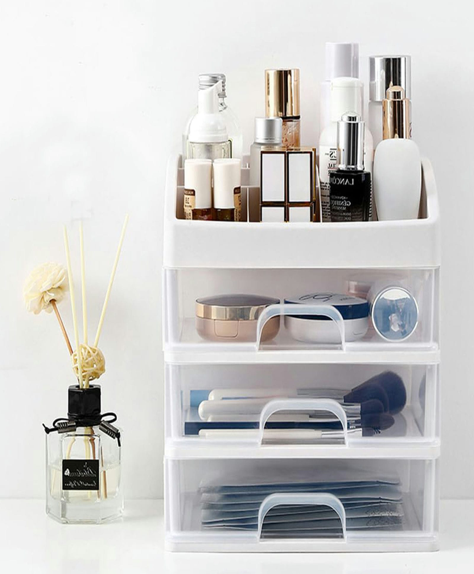 Kuber Industries 3 Layer Cabinet Drawer Box|Desktop Storage Box|Multi Drawer Storage Organizer| White-picture-15