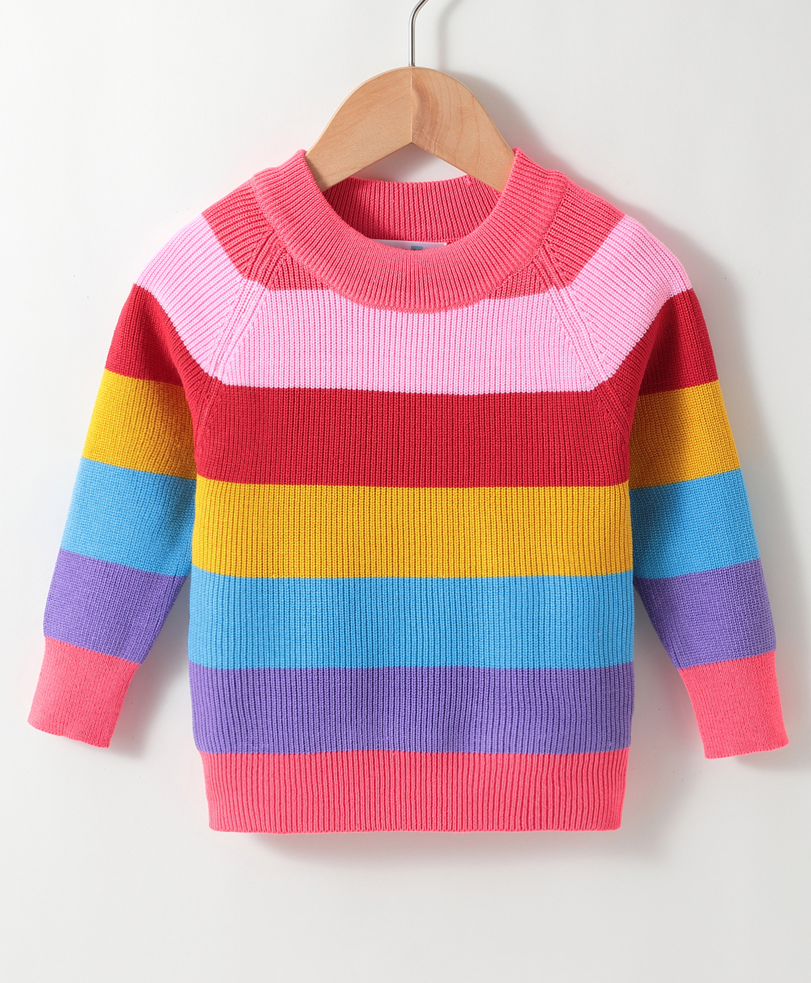 Kookie Kids Cotton Full Sleeves Pullover Sweater With Stripes - Multicolour-image-41
