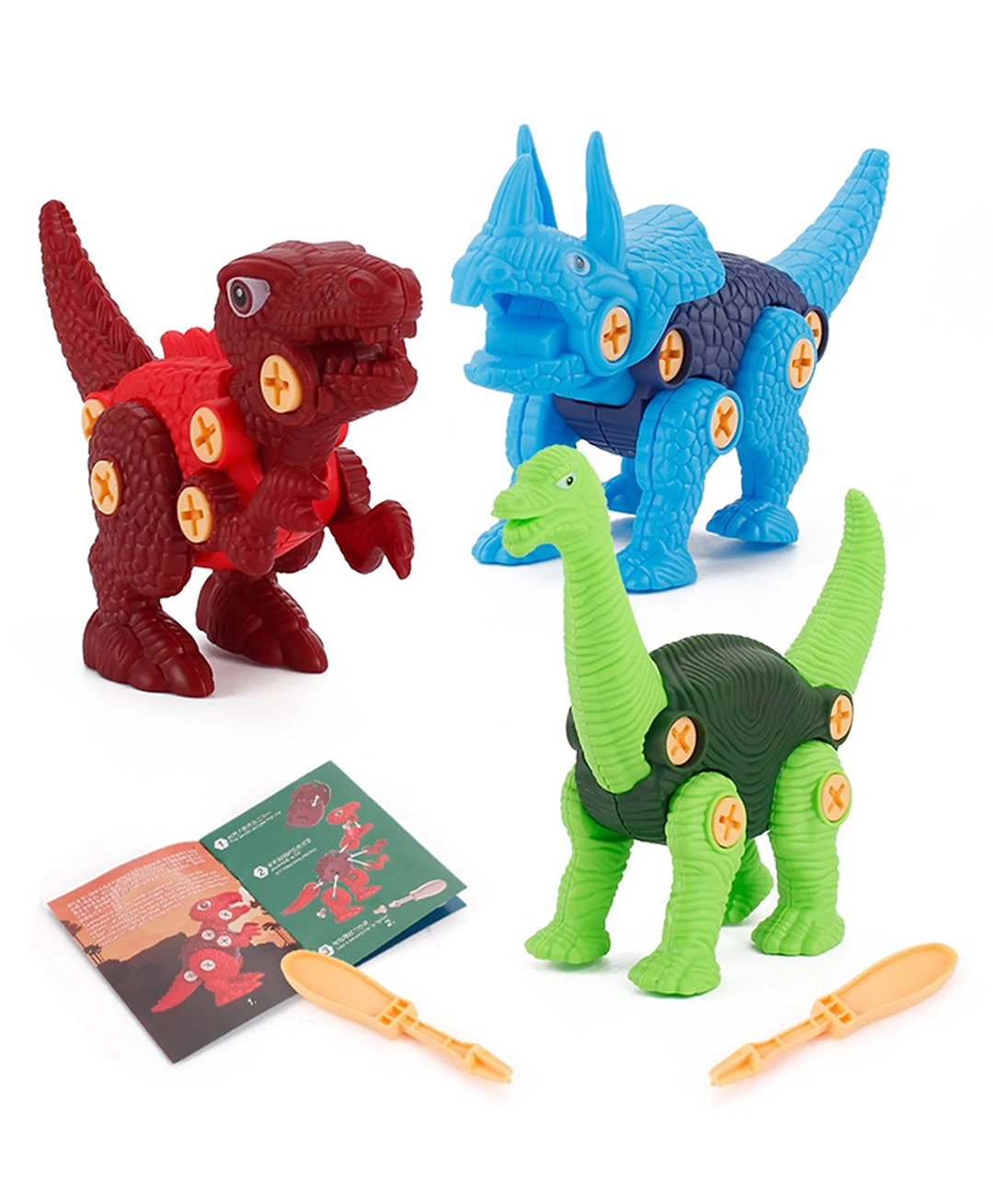 OPINA DIY Dinosaur Toy With Screwdriver Building Learning Unique Dinosaur STEM Toys Pack of 3 (Color And Design May Vary)-image-31