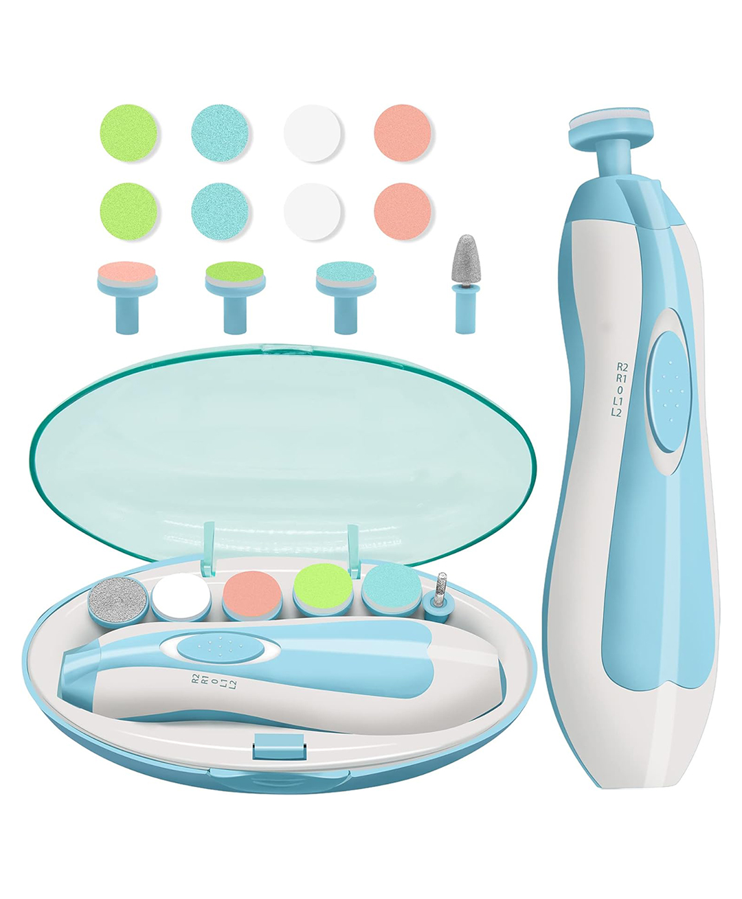 OPINA Electric Baby Nail Trimmer with 6 attachment and LED Light - Blue-picture-24
