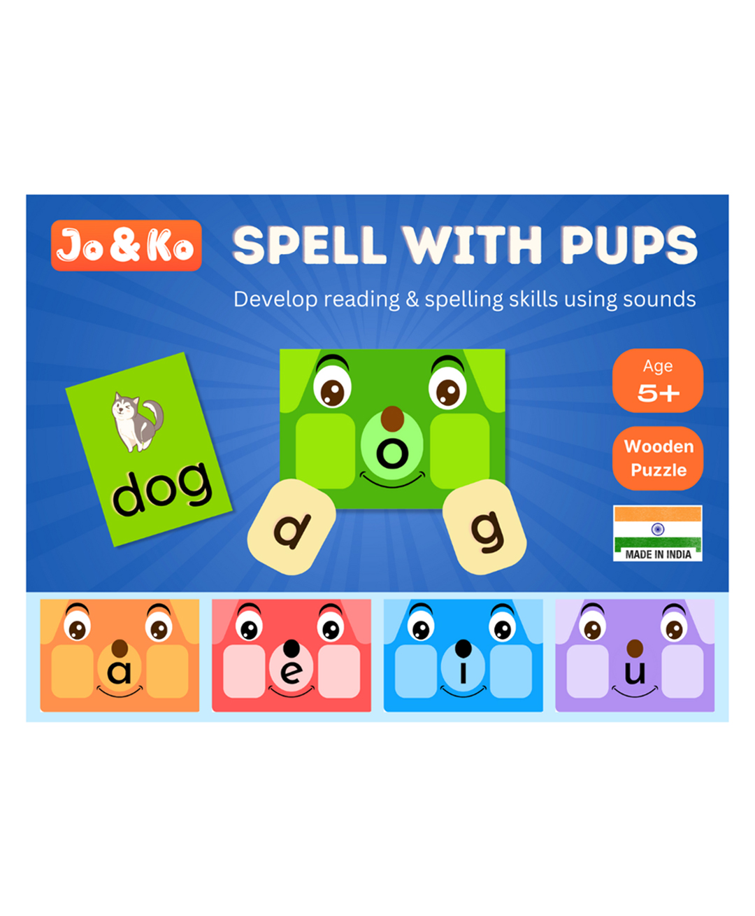 JoGenii Spell with Pups - Fun way to learn 3 letter CVC words Phonics - Multicolor-image-29