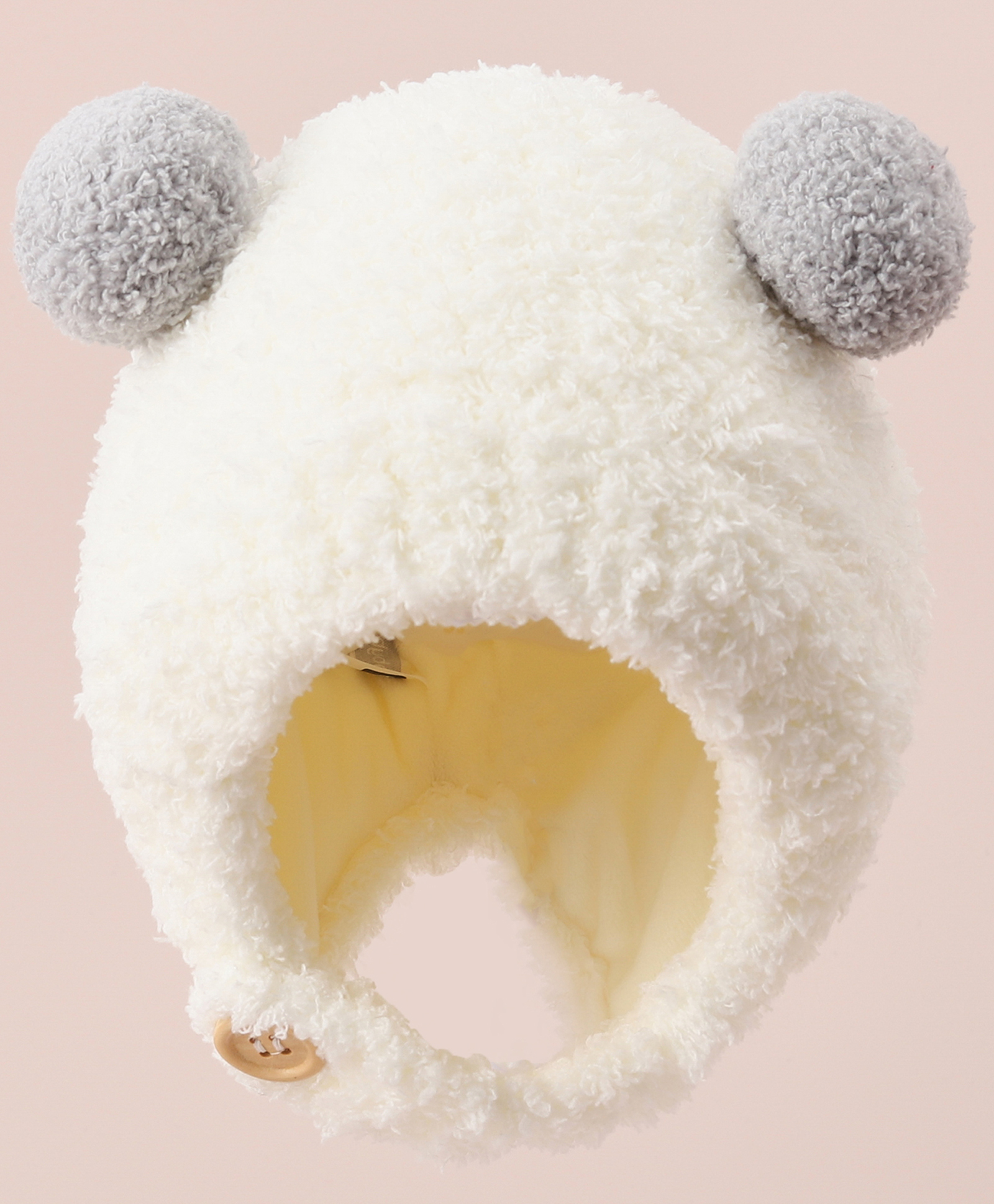 Babyhug Woollen Cap with Bear 3D Applique White - Diameter 12 cm-image-33