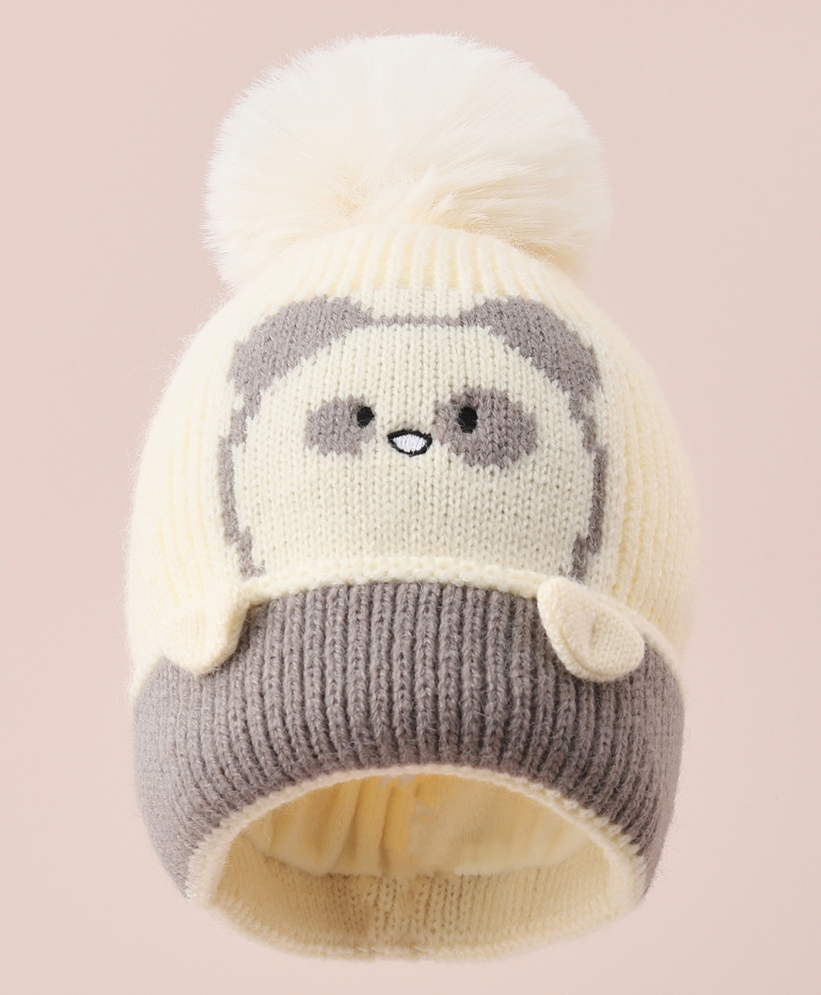 Babyhug Woollen Cap with Dino Design - Beige-picture-19