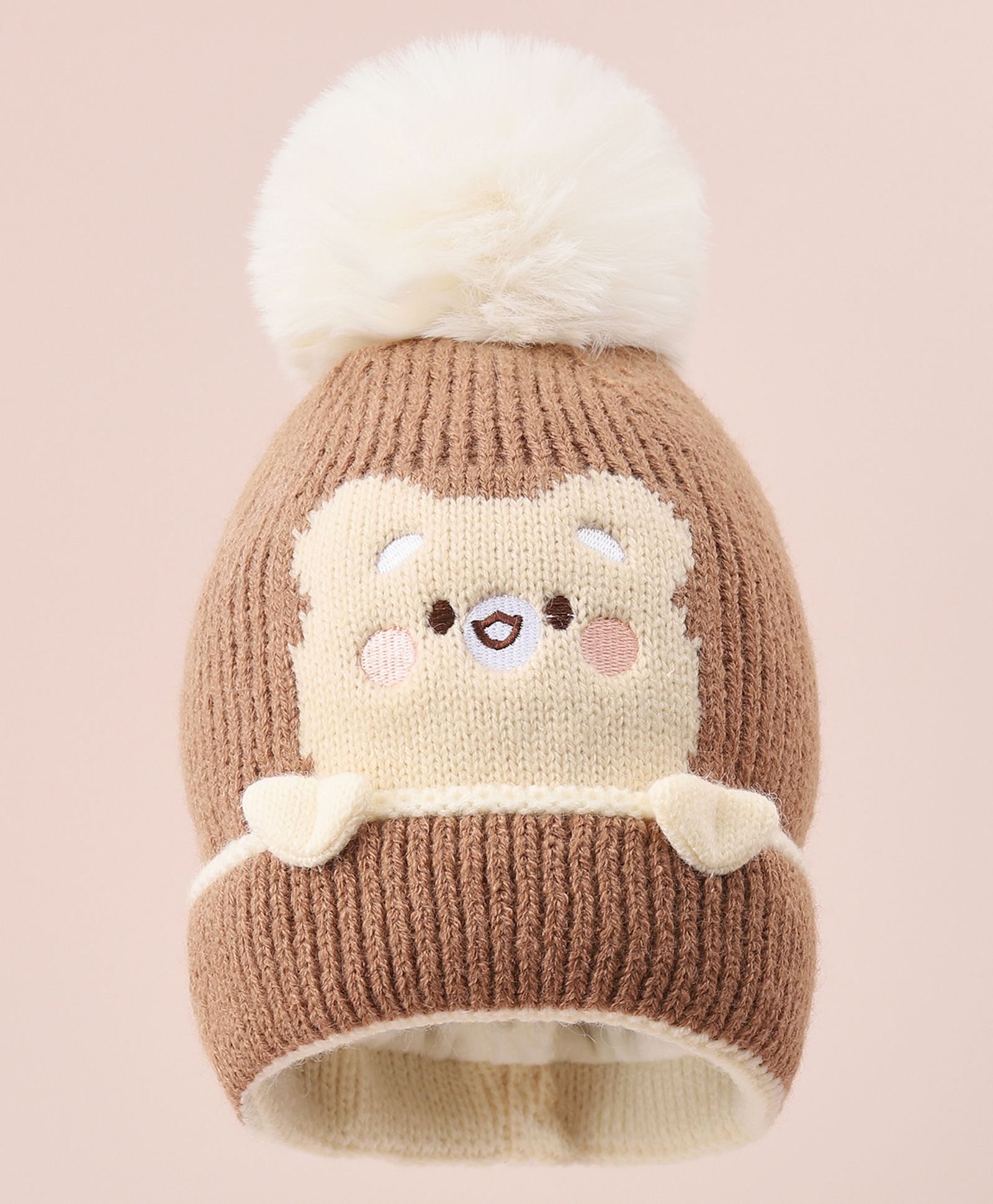 Babyhug Woollen Cap with Dino Design - Brown-image-6