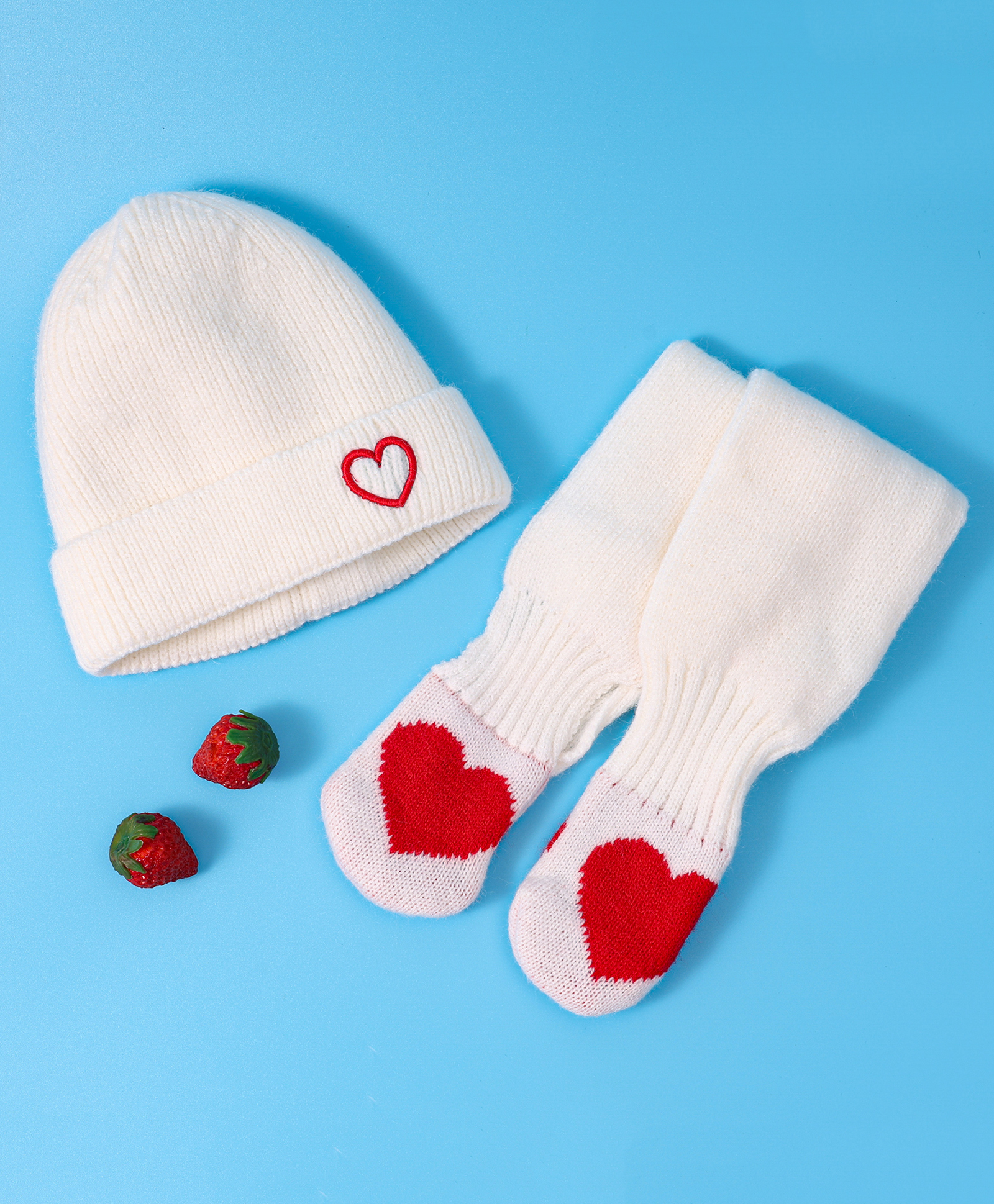 Babyhug Woollen Cap & Muffler Set with Heart Design - White-image-27