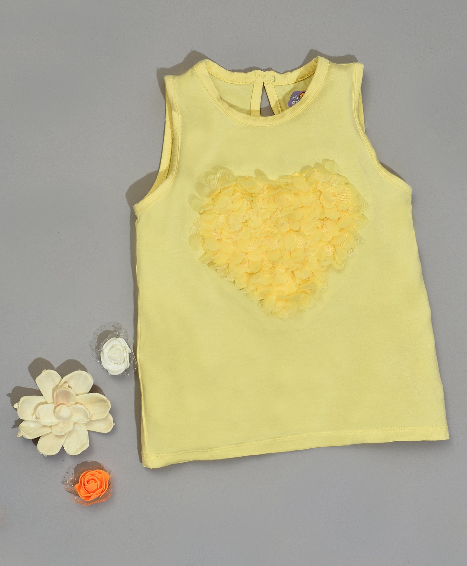 Mi Arcus Sleeveless Heart Design Top - Yellow-image-11