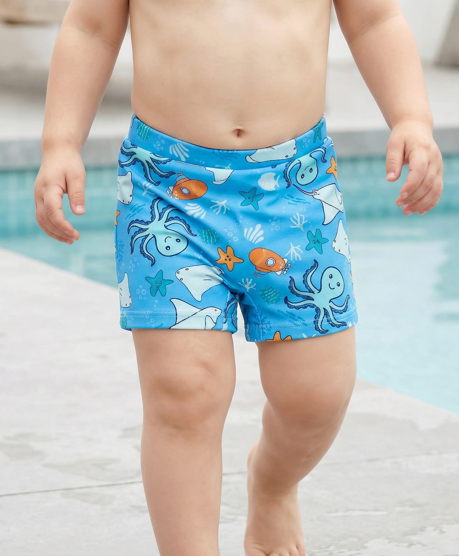 Babyhug Sea Life Printed Swimming Trunk - Blue-image-35