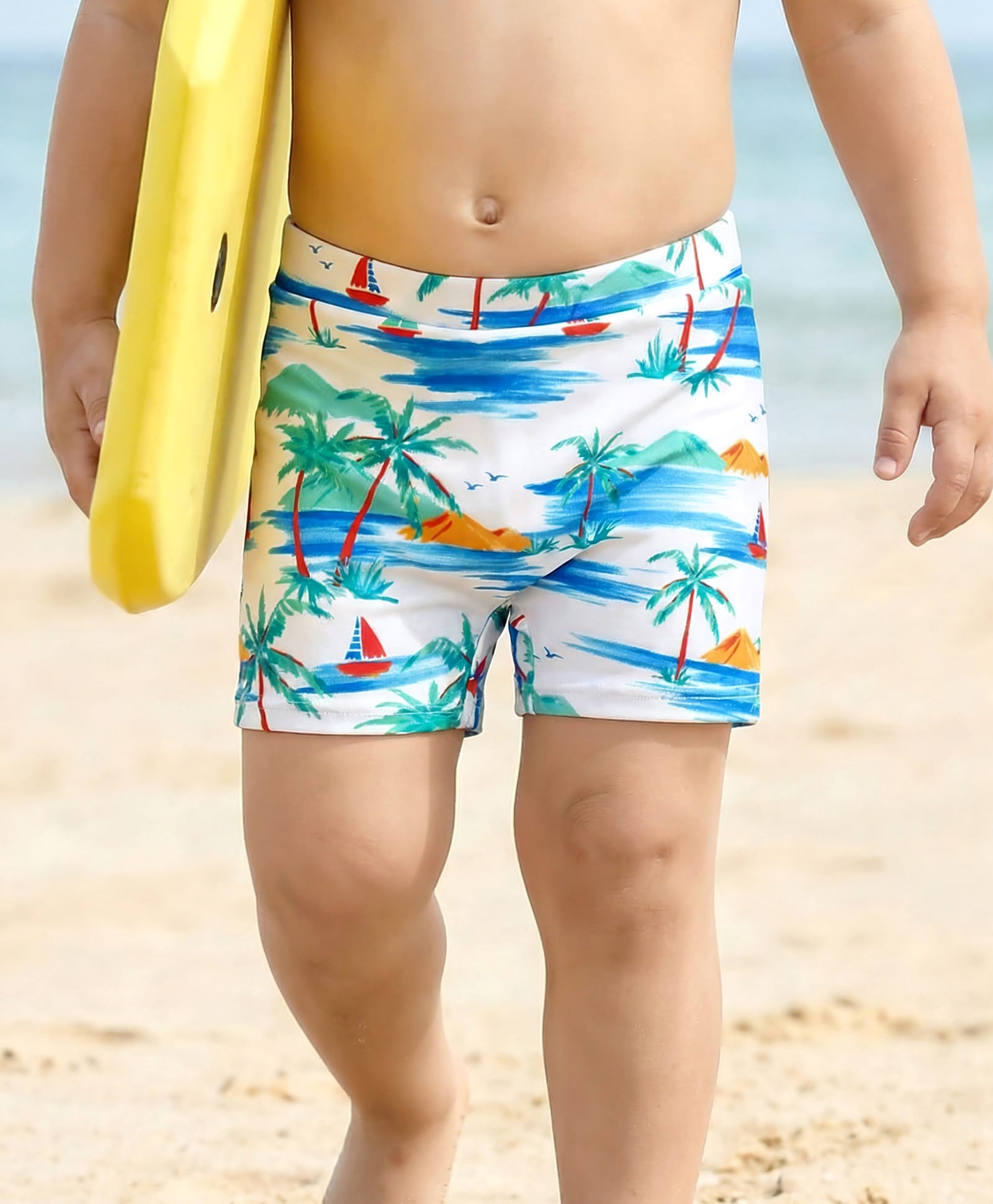 Babyhug Tropical Printed Swimming Trunk - White-picture-11