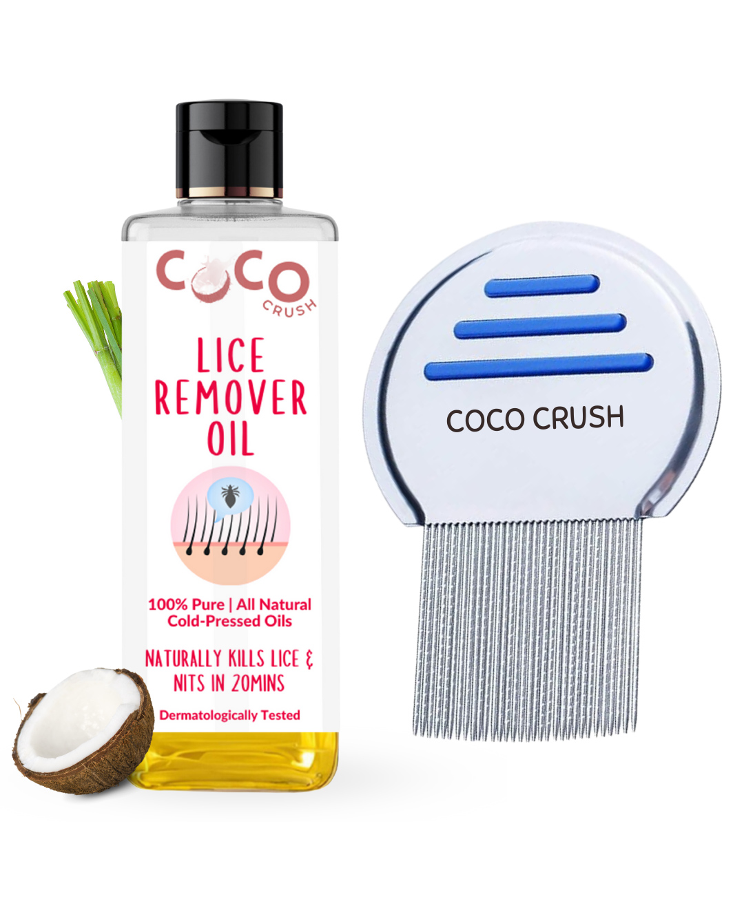 Coco Crush Lice Remover Comb & Hair Oil Set, 100% Natural, Kills Lice & Nits in 20min - 50ml Lice Oil & Comb-picture-11
