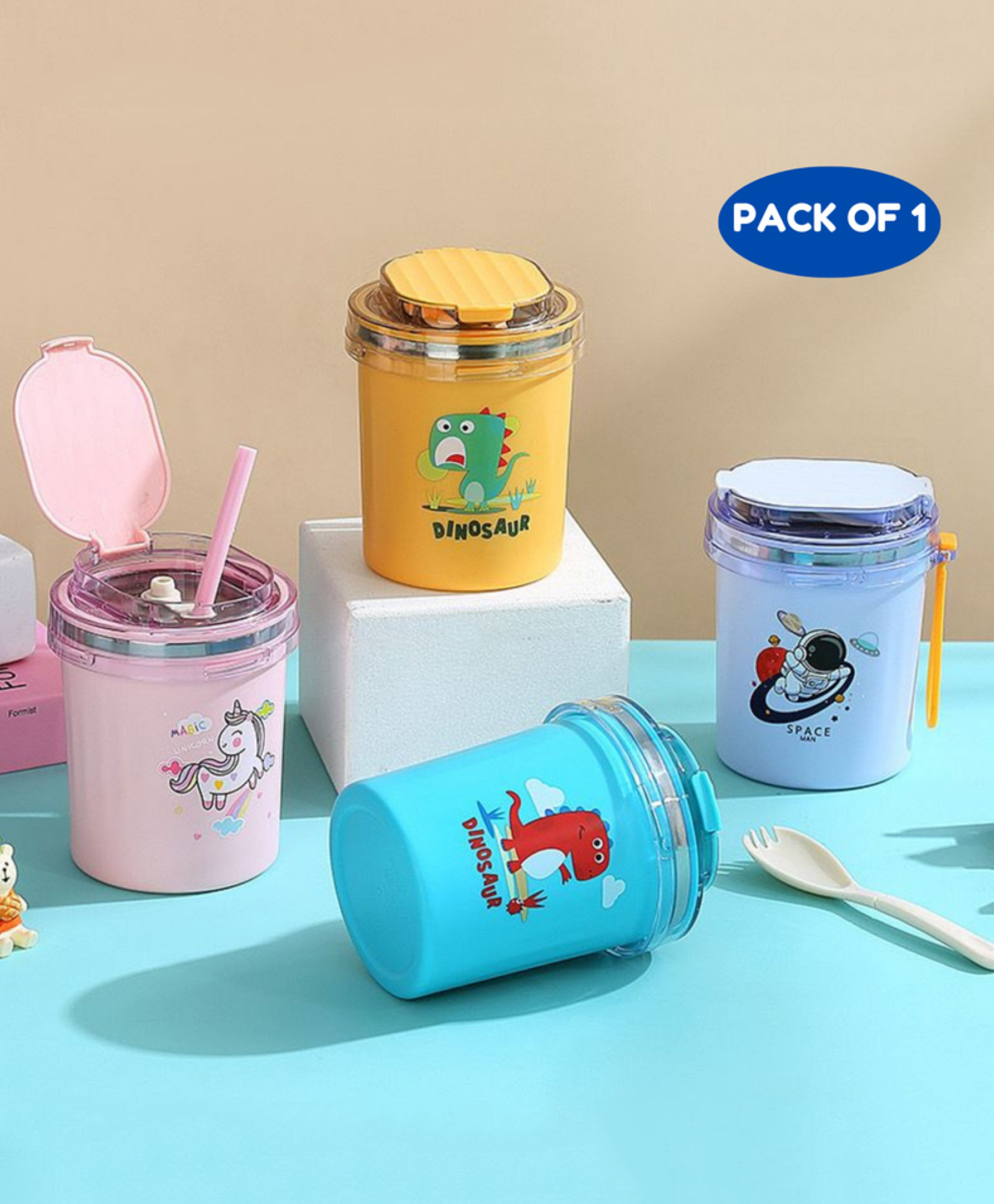 Puchku 530 ml Kids Food Soup Tumbler Stainless Steel Baby Theme Pack of 1-image-29